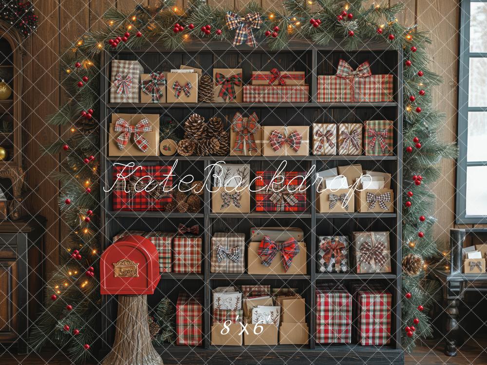 Kate Christmas Cabinet Presents Mailbox Garland Backdrop Designed by Mini MakeBelieve - Kate Backdrop AU