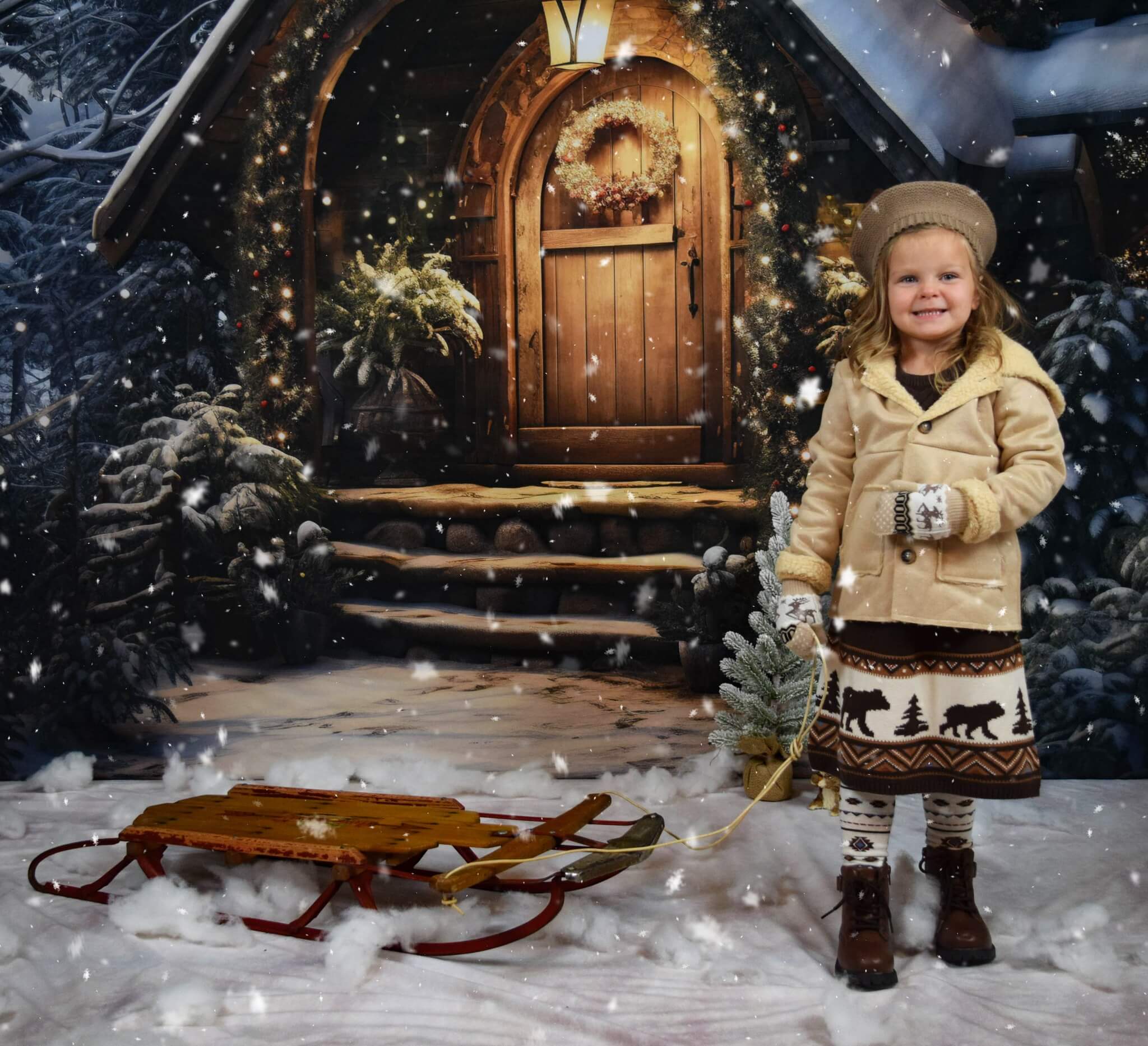 Kate Christmas Wooden House Backdrop Designed by Chain Photography - Kate Backdrop AU