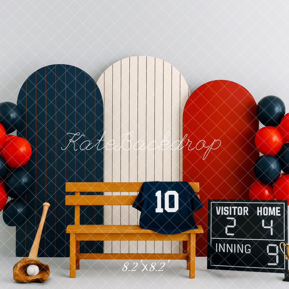 Kate Baseball Bench Balloons Backdrop Designed by Patty Roberts - Kate Backdrop AU