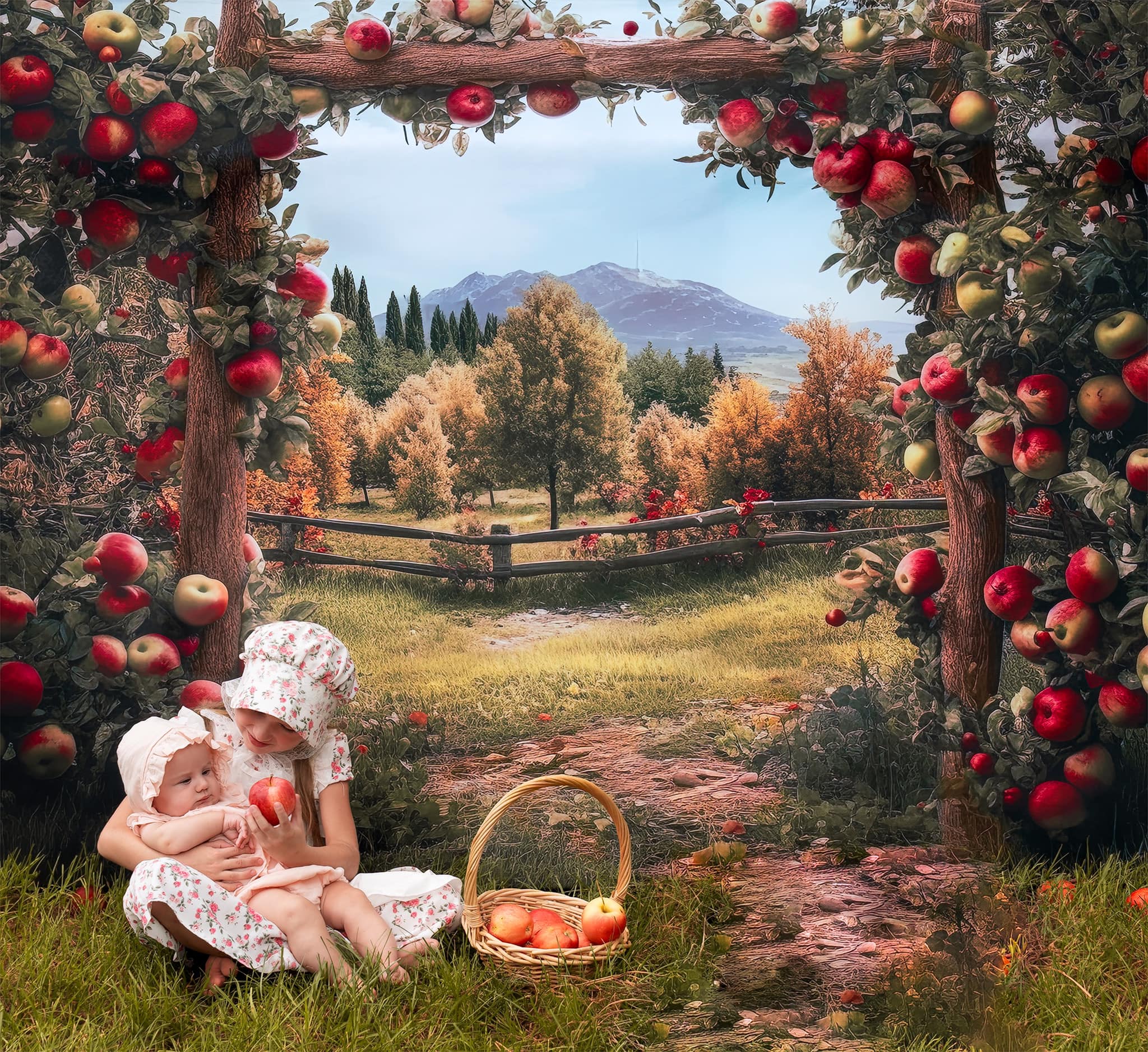 Kate Apple Arch Manor Backdrop Designed by Angela Marie Photography - Kate Backdrop AU