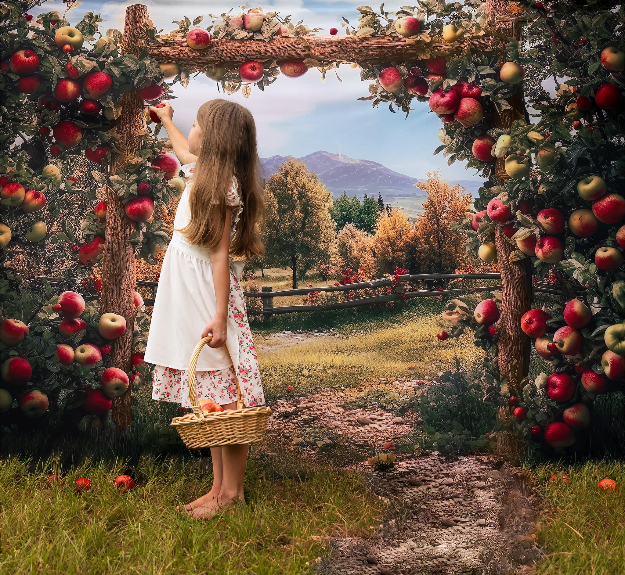 Kate Apple Arch Manor Backdrop Designed by Angela Marie Photography - Kate Backdrop AU