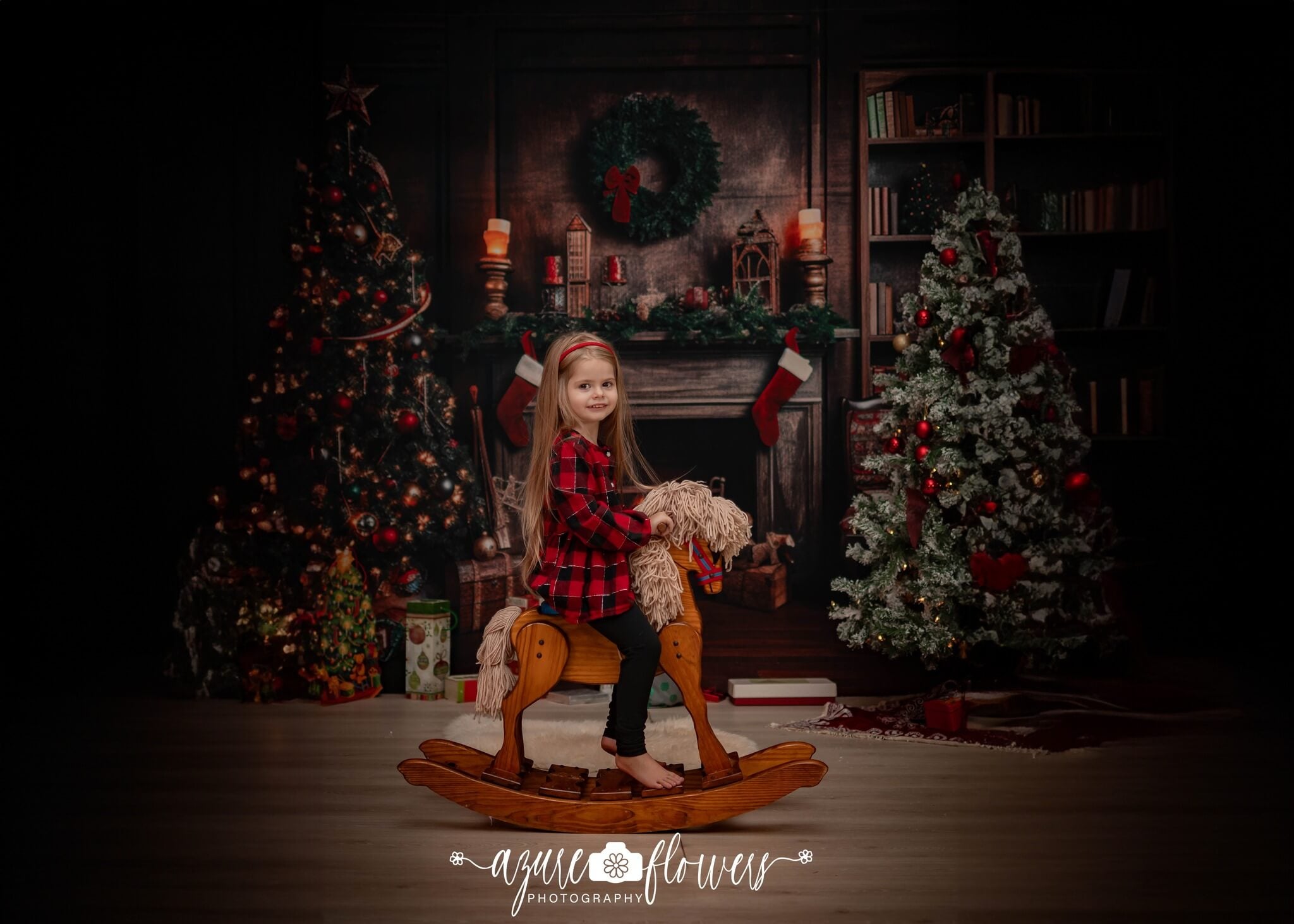 Kate Christmas Tree Fireplace Backdrop Winter for Photography - Kate Backdrop AU