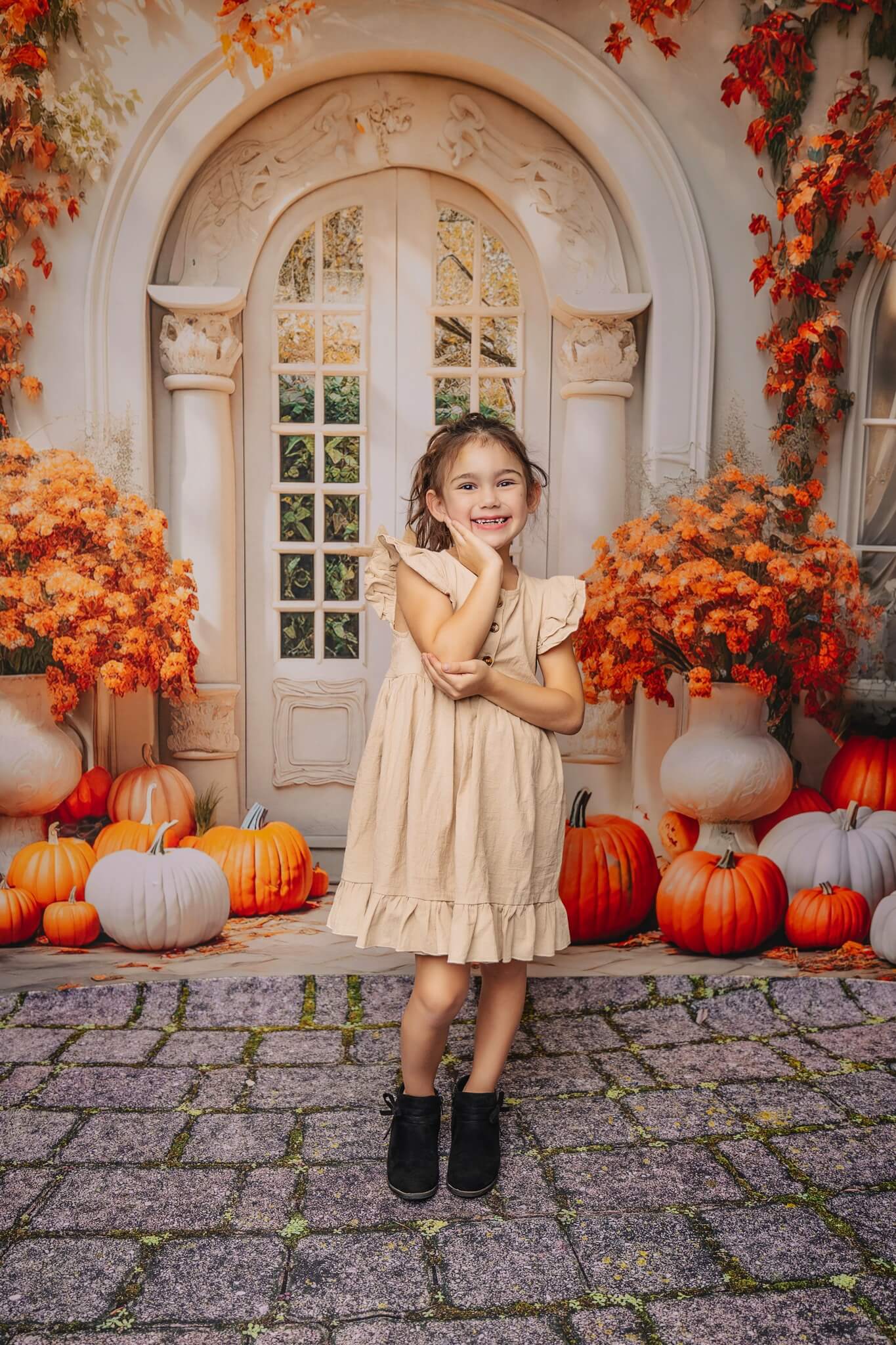 Kate Autumn Pumpkin White Door Backdrop Designed by Emetselch - Kate Backdrop AU