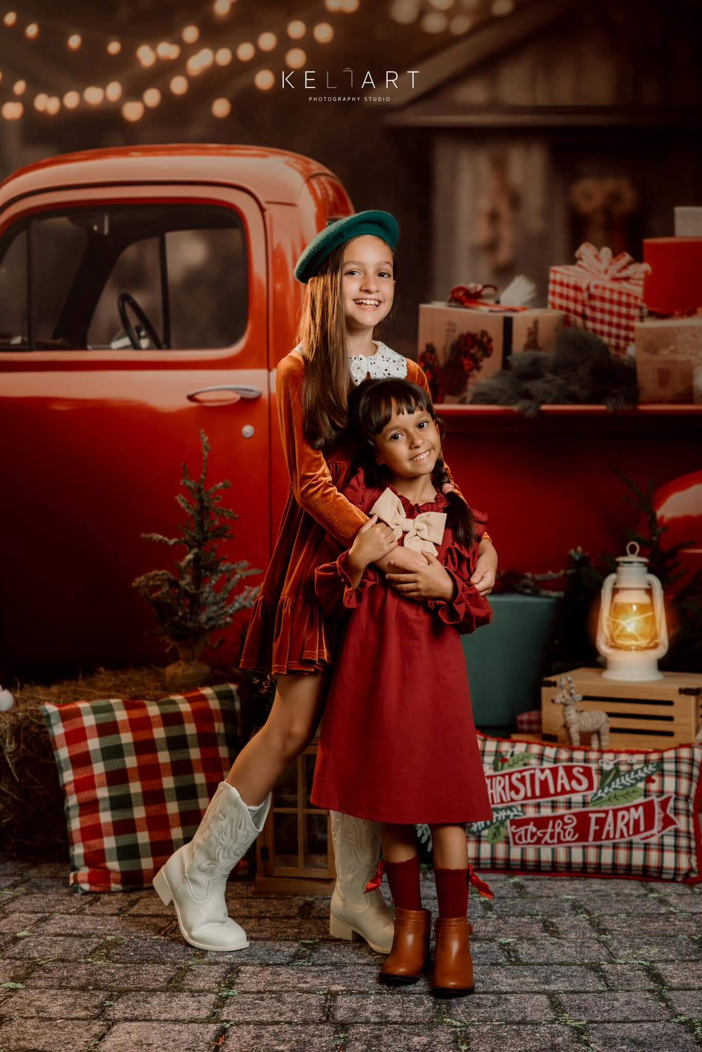 Kate Christmas Gift Red Truck Backdrop for Photography - Kate Backdrop AU