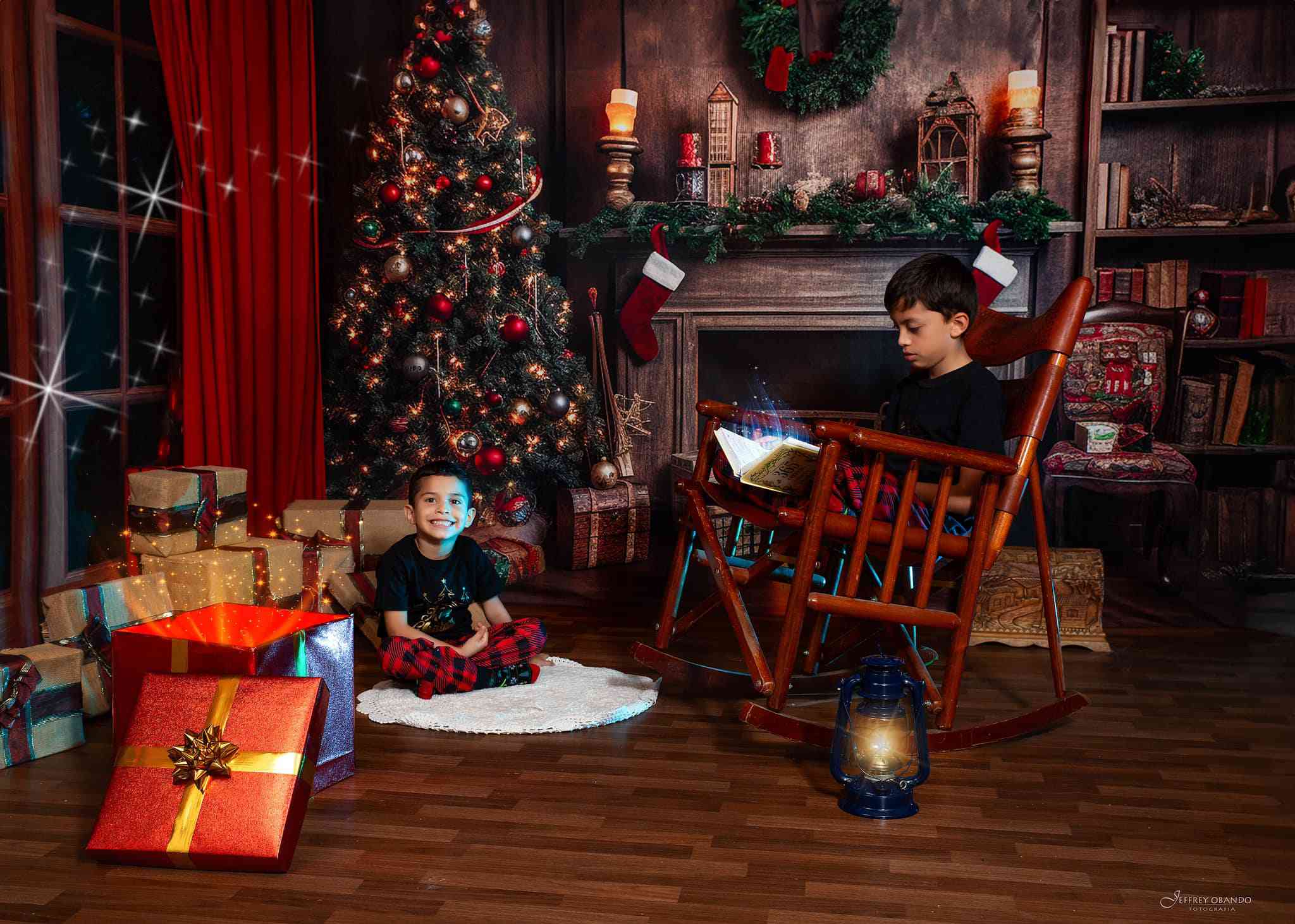 Kate Christmas Tree Fireplace Backdrop Winter for Photography - Kate Backdrop AU