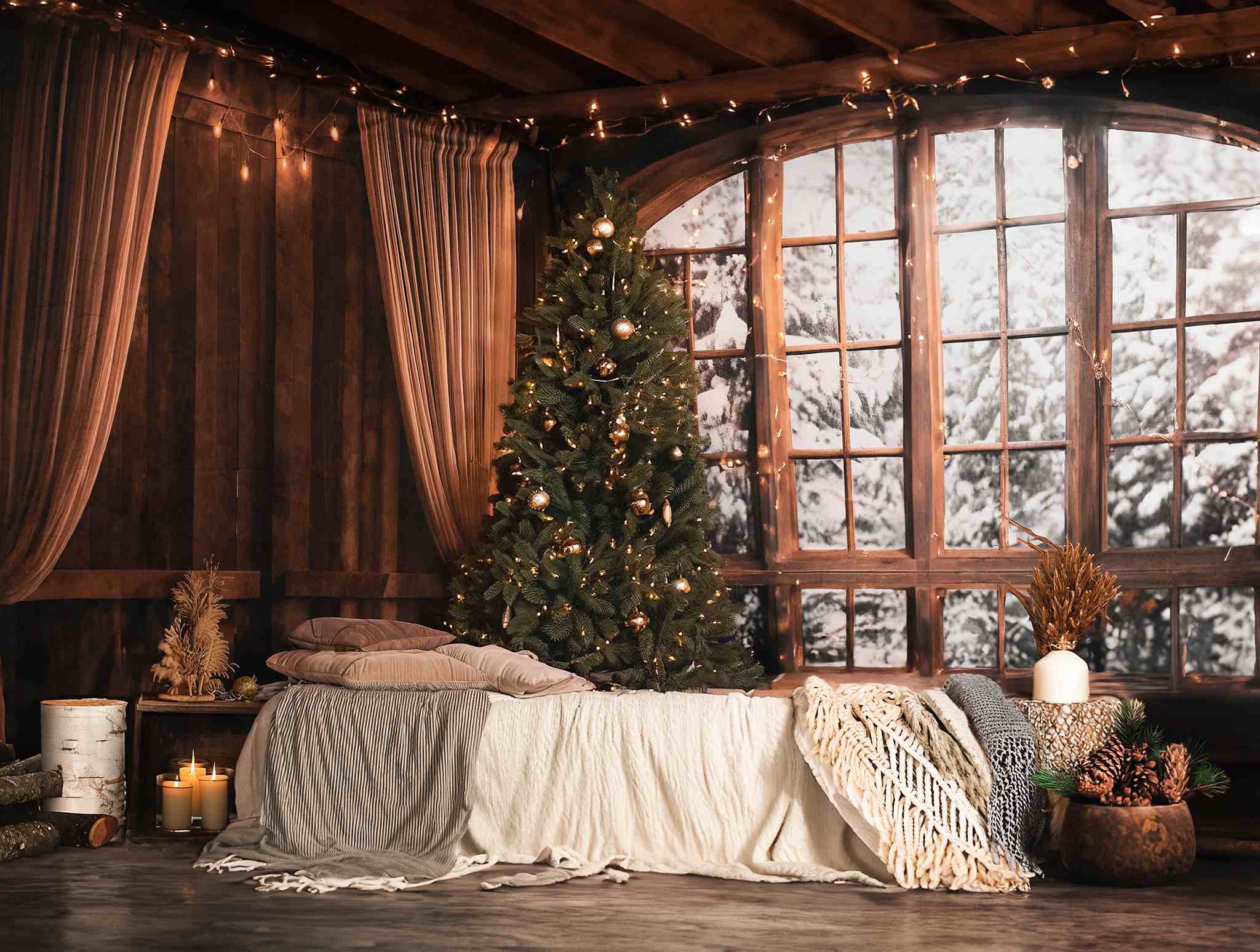 Kate Christmas Santa Room Window Sofa Backdrop Designed by Emetselch - Kate Backdrop AU