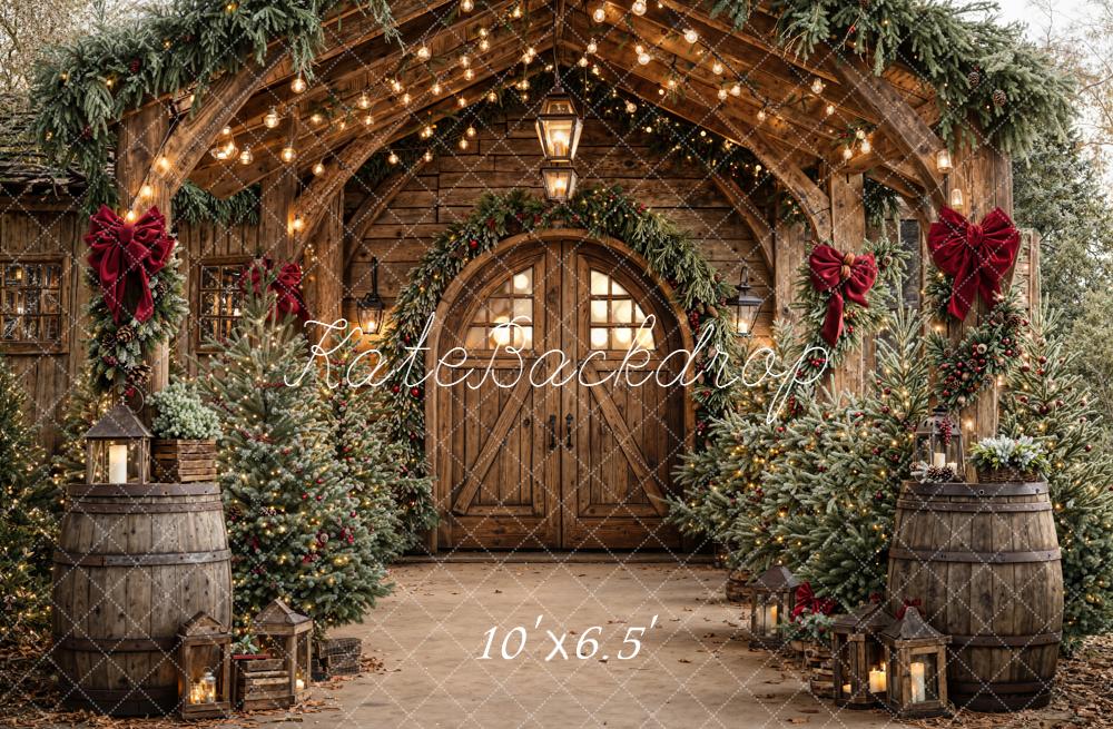 Kate Christmas Wooden Barrels Backdrop Designed by Emetselch - Kate Backdrop AU
