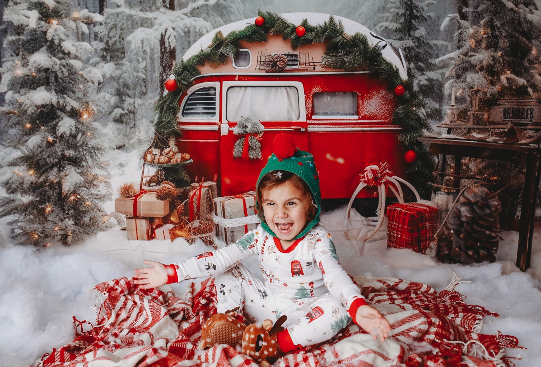Kate Christmas Outdoor Snow Backdrop Forest for Photography - Kate Backdrop AU