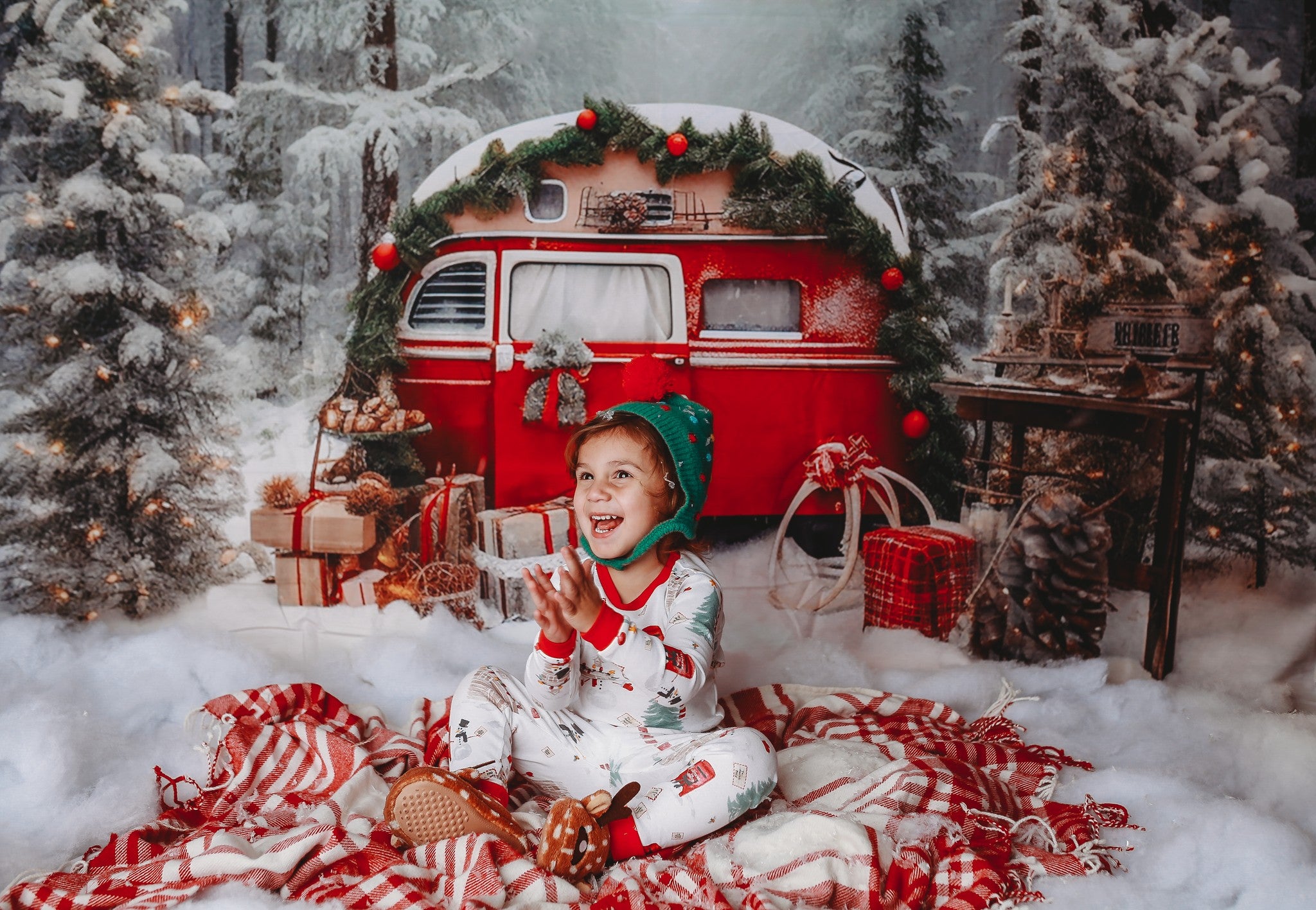 Kate Christmas Outdoor Snow Backdrop Forest for Photography - Kate Backdrop AU