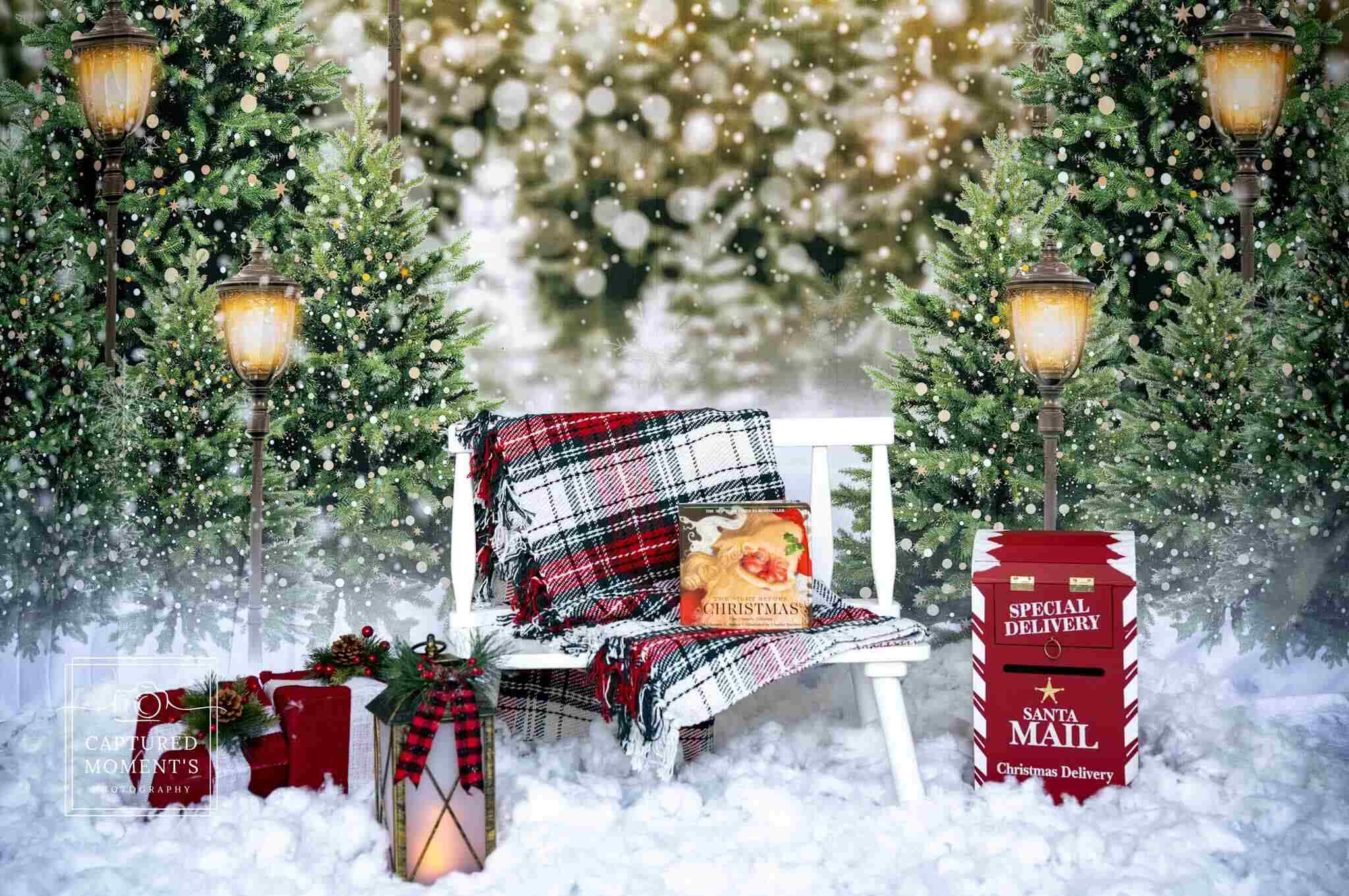 Kate Christmas Snow Forest Lights Backdrop for Photography - Kate Backdrop AU