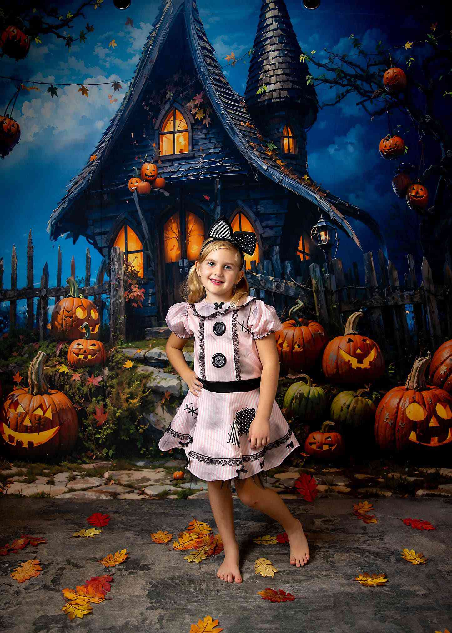 Kate Halloween Pumpkin House Backdrop Designed by Chain Photography - Kate Backdrop AU