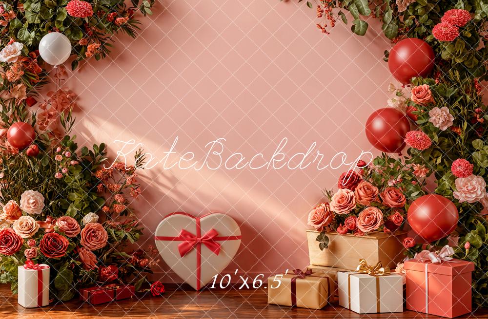Kate Valentines Flowers Balloons Gift Backdrop Designed by Emetselch
