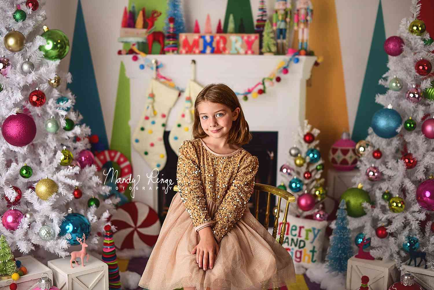 Kate Merry Bright Christmas Fireplace Backdrop Designed by Mandy Ringe Photography - Kate Backdrop AU