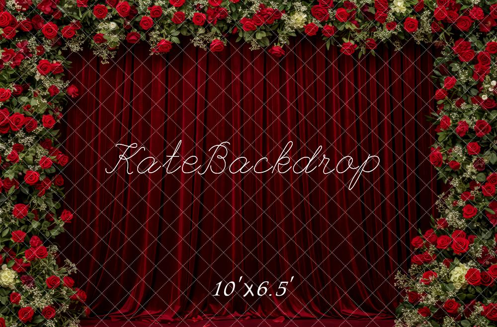 Kate Red Curtain Flower Fleece Backdrop Designed by Patty Roberts