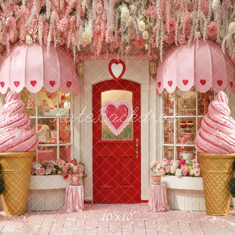 Kate Ice Cream Shop Pink Valentine's Day Backdrop Designed by Chain