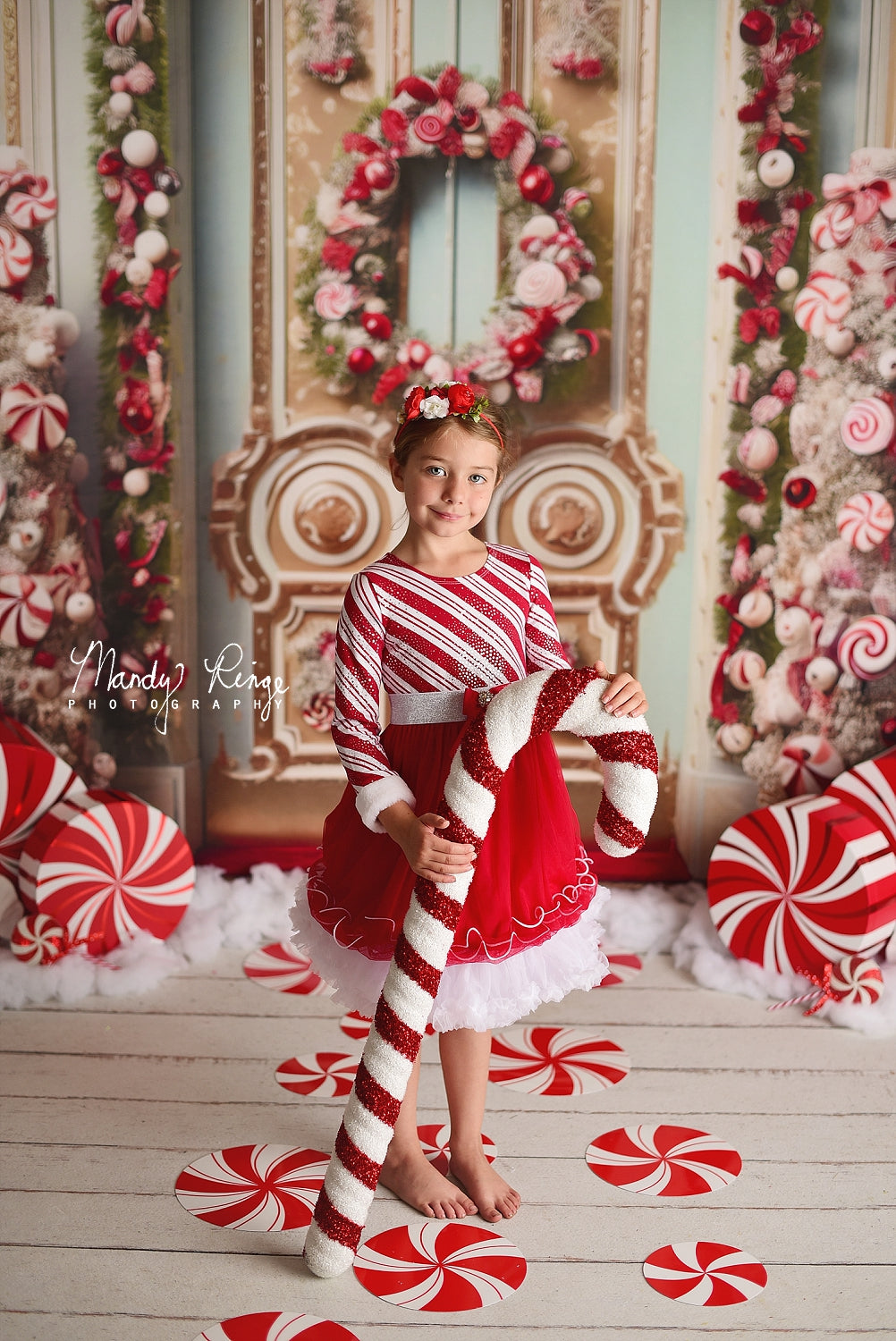 Kate Christmas Ornate Peppermint Doorway Backdrop Designed by Mandy Ringe Photography - Kate Backdrop AU