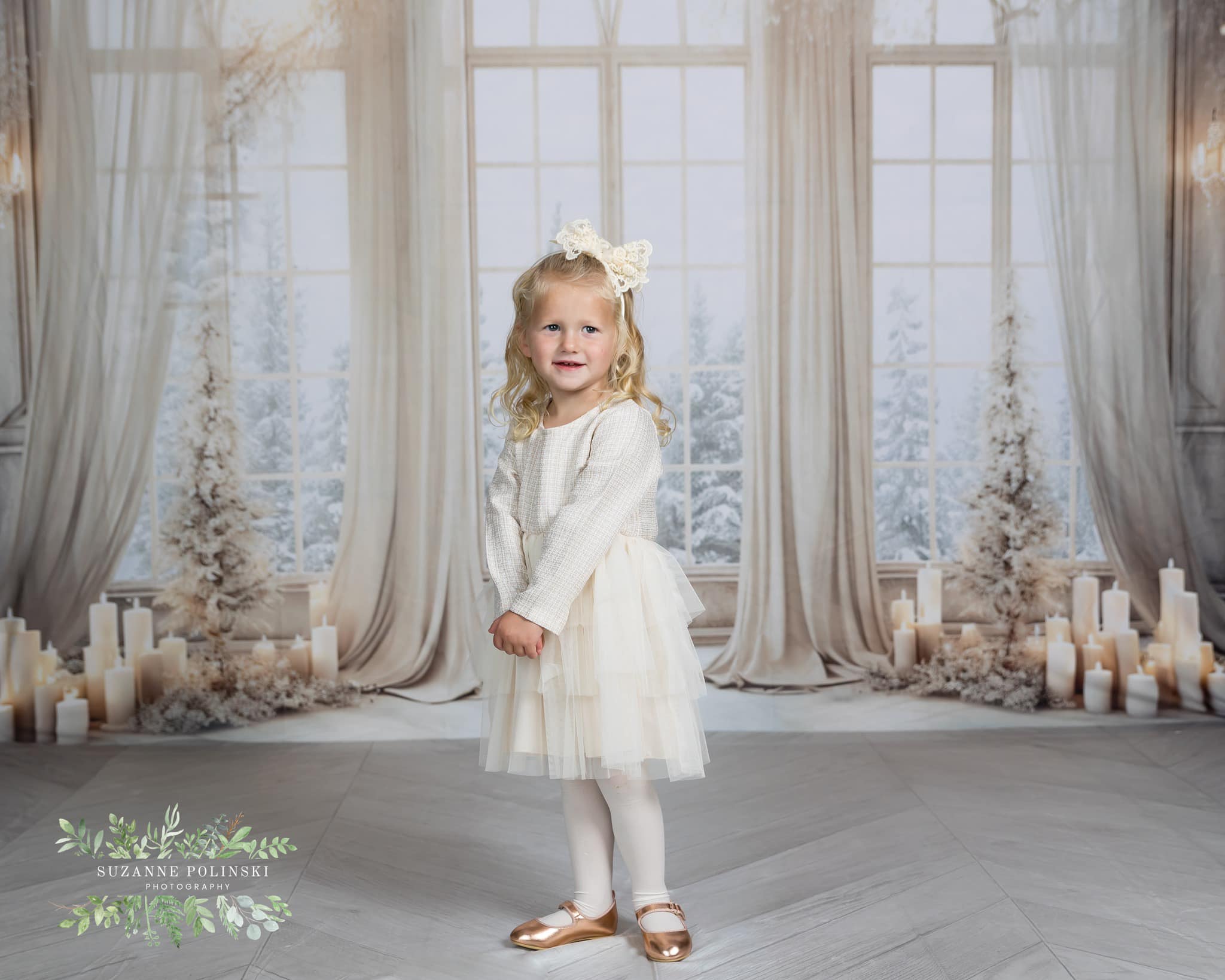 Kate Christmas White Golden Window Backdrop Designed by Chain Photography - Kate Backdrop AU