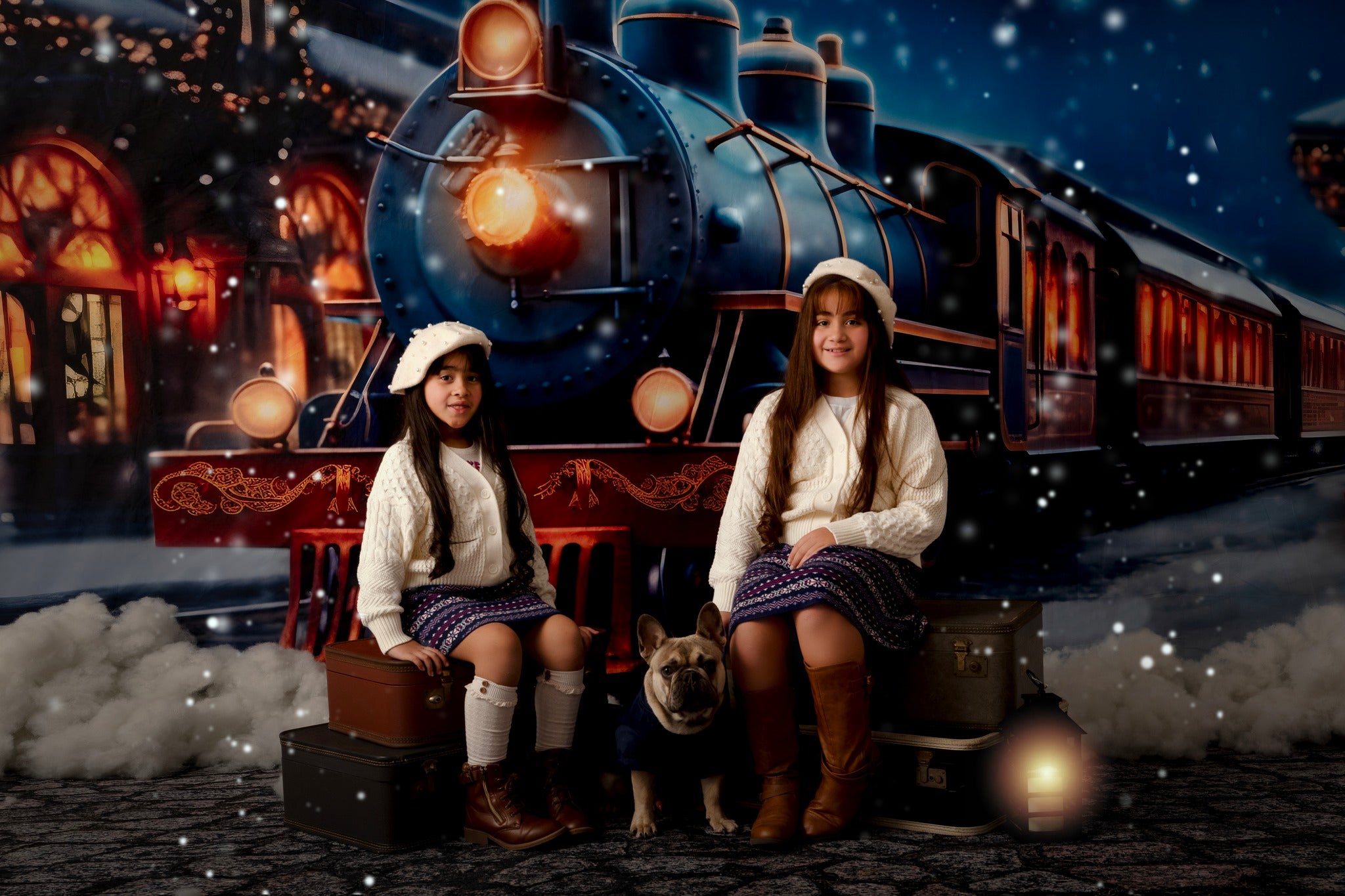 Kate Christmas Winter Train Backdrop for Photography - Kate Backdrop AU