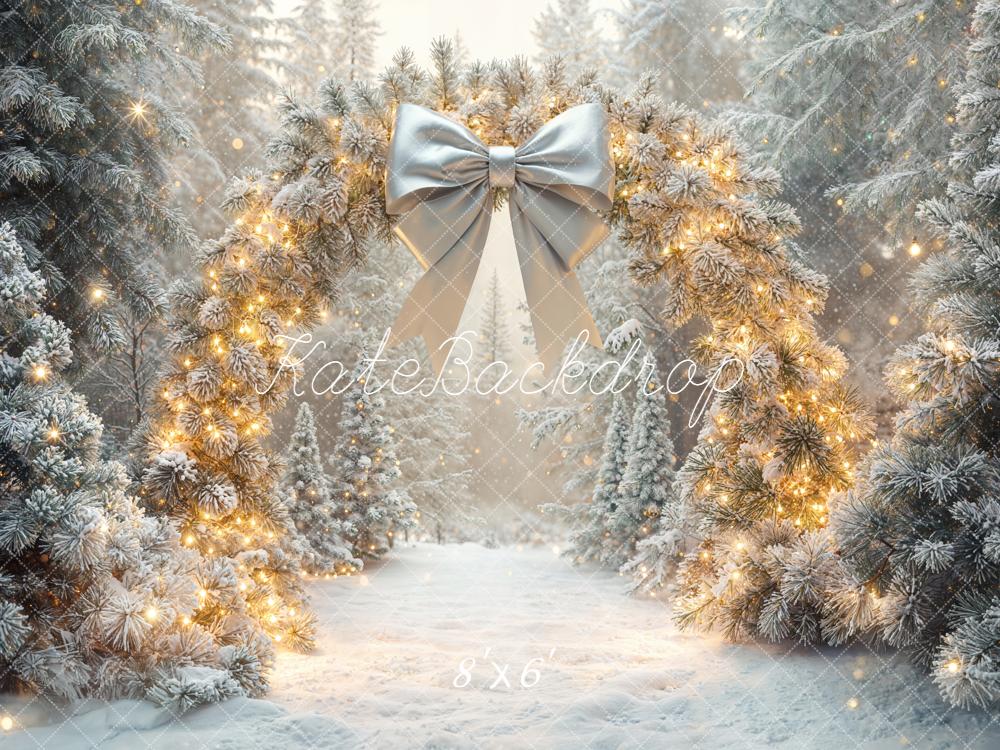 Kate Christmas Snowy Arch Pine Trees Backdrop Designed by Emetselch - Kate Backdrop AU