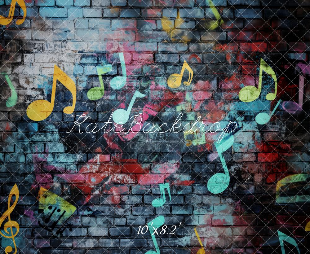 Kate Graffiti Brick Wall Music Backdrop Designed by Patty Roberts - Kate Backdrop AU