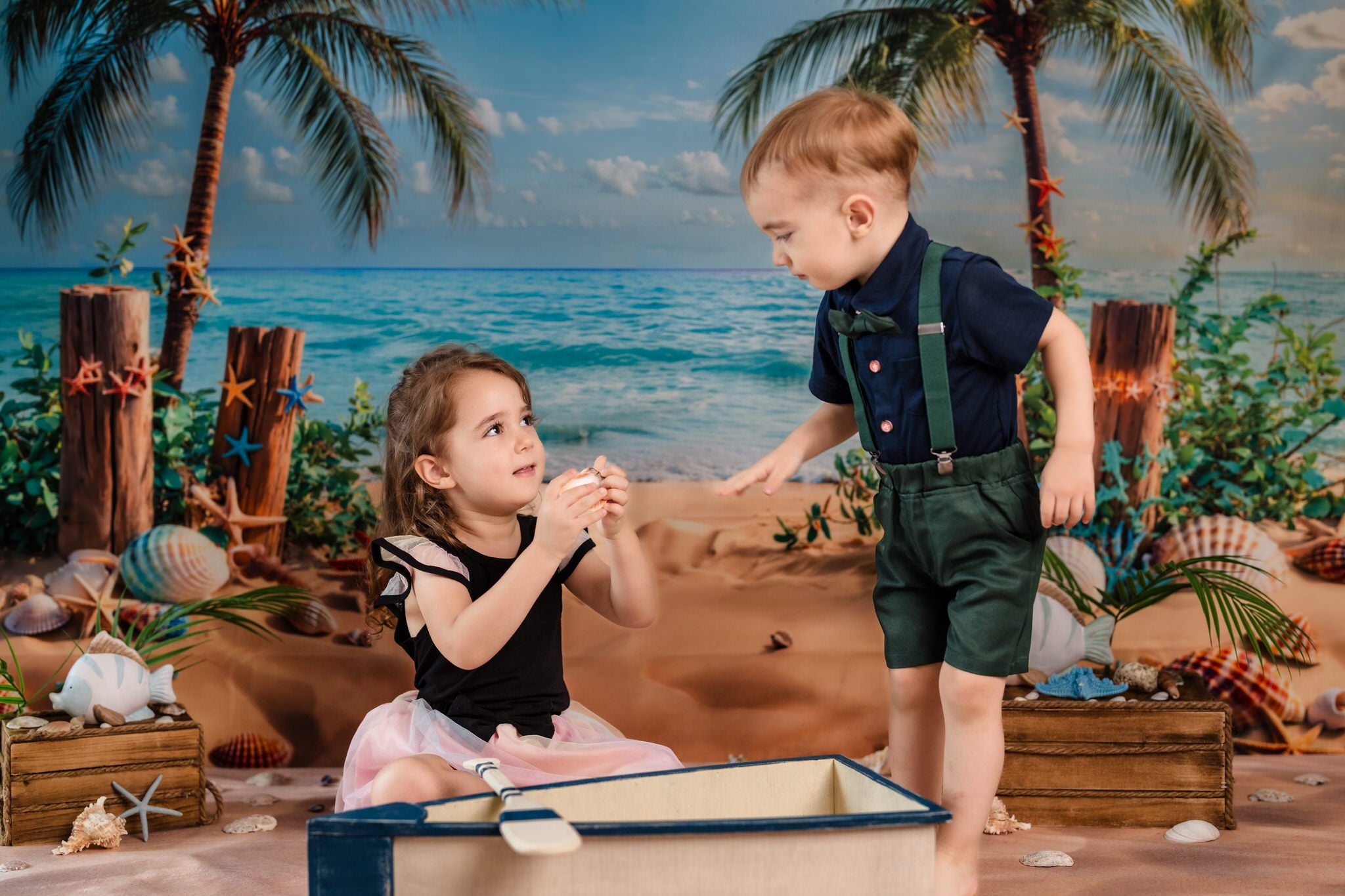 Kate Summer Beach Coconut Tree Backdrop Designed by Emetselch - Kate Backdrop AU