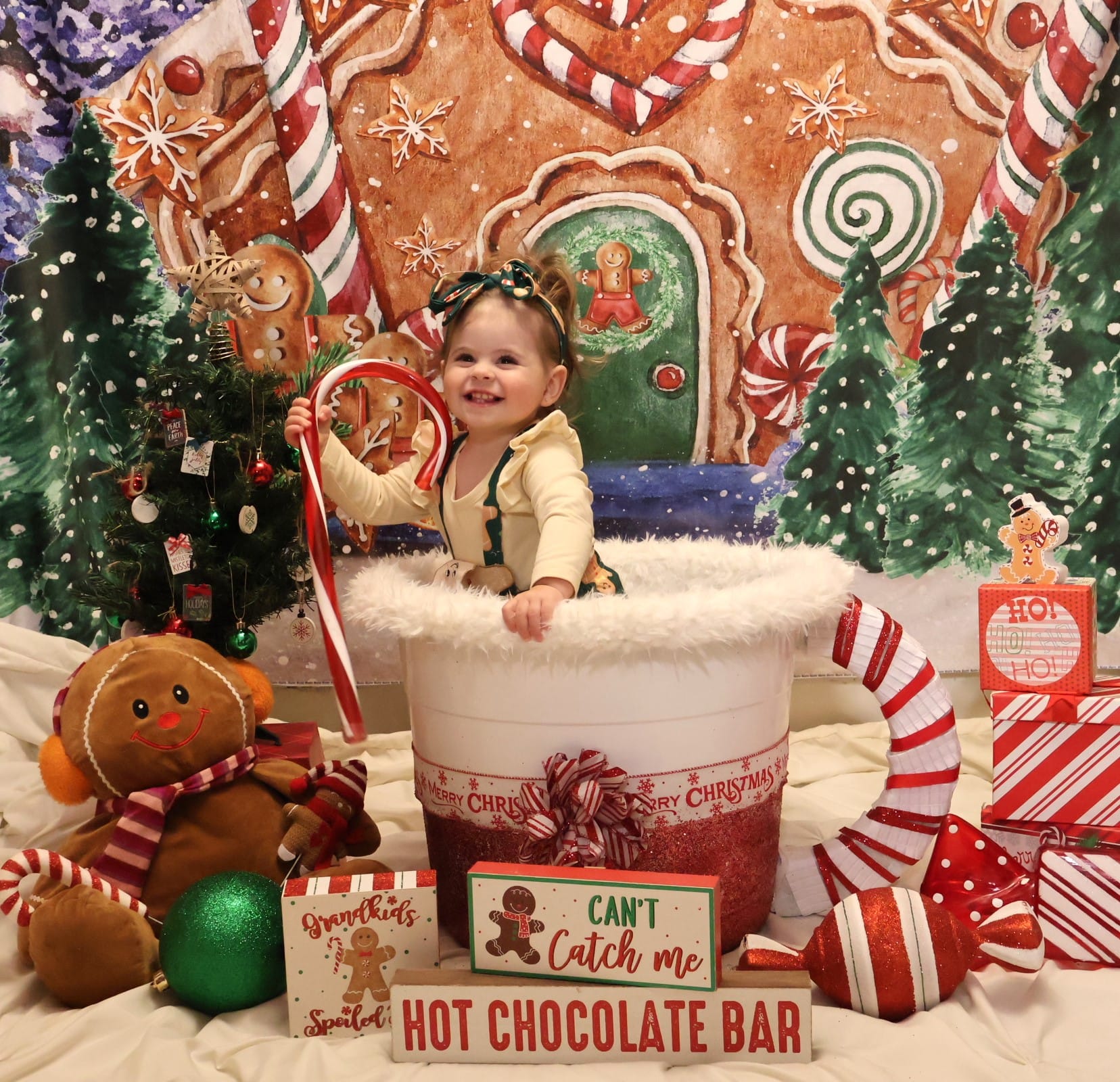 Kate Christmas Hot Cocoa Backdrop+Winter Snowy Rubber Floor Mat - Kate Backdrop AU