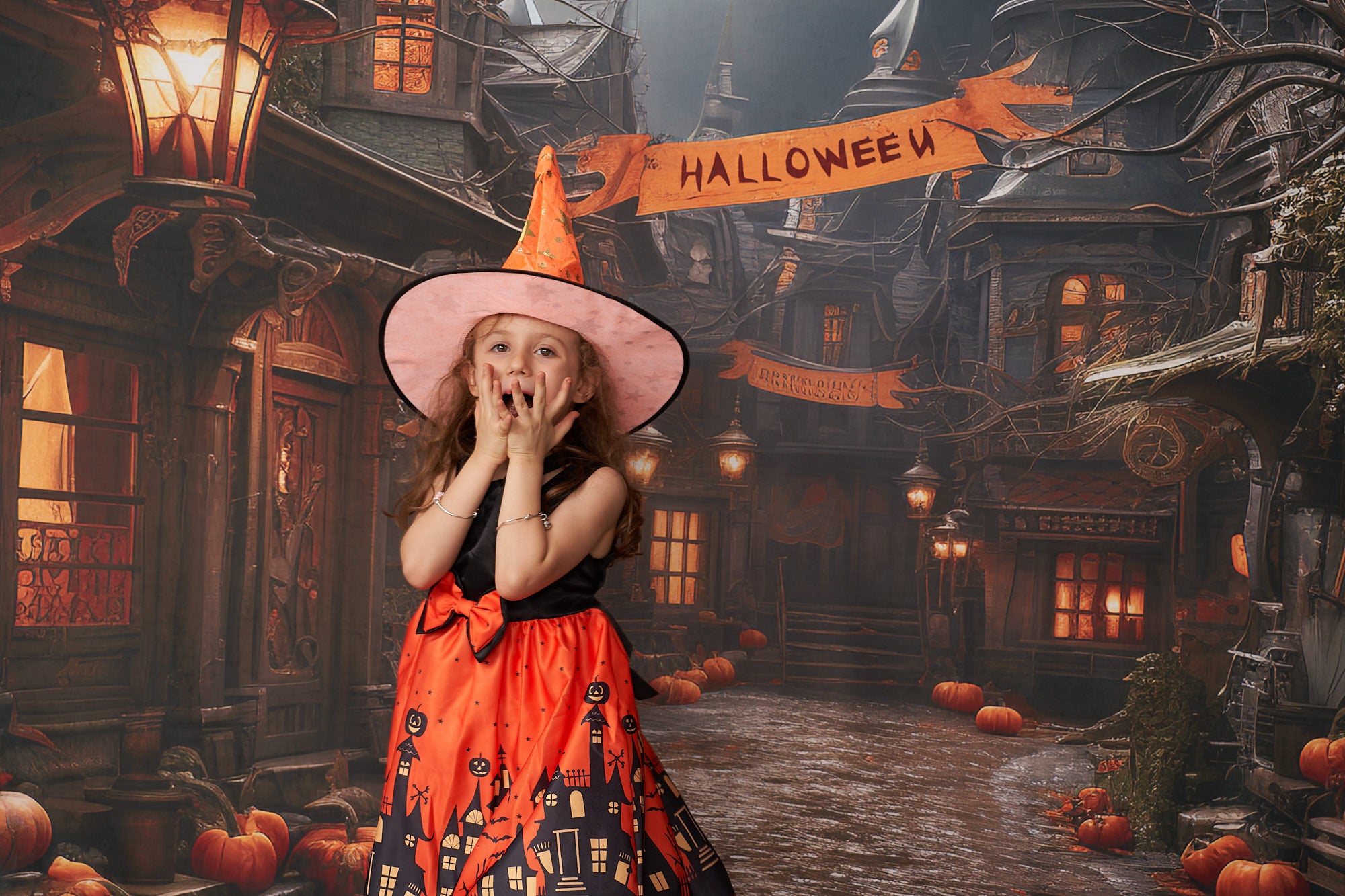 Kate Halloween Pumpkin Town Backdrop Designed by Emetselch - Kate Backdrop AU