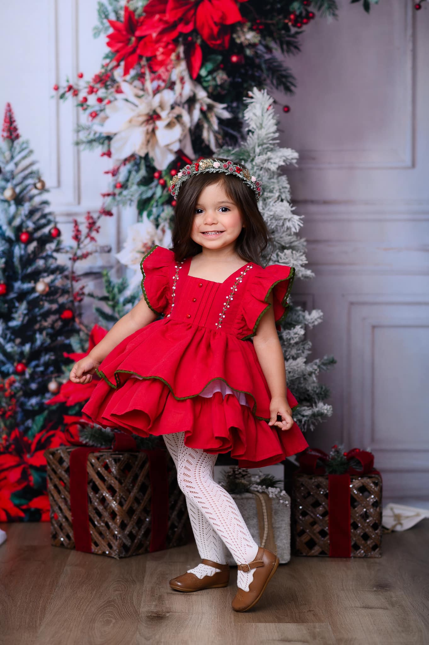 Kate Christmas Flower Arch White Wall Backdrop Designed by Emetselch - Kate Backdrop AU