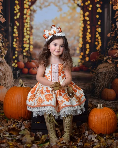 Kate Fall Maple Arch Pumpkins Barn Backdrop Designed by Emetselch - Kate Backdrop AU