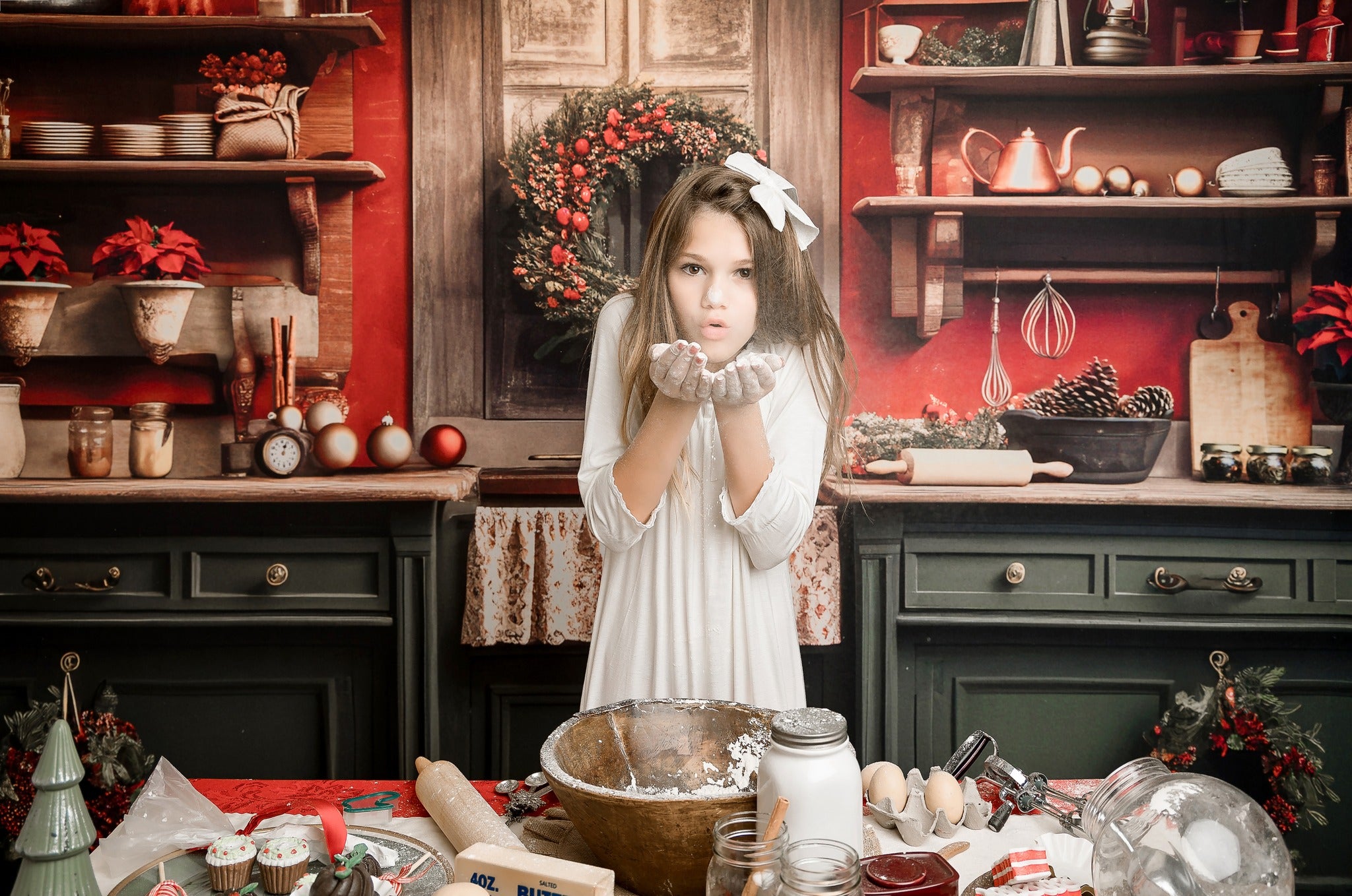 Kate Christmas Kitchen Backdrop Designed by Mandy Ringe Photography - Kate Backdrop AU
