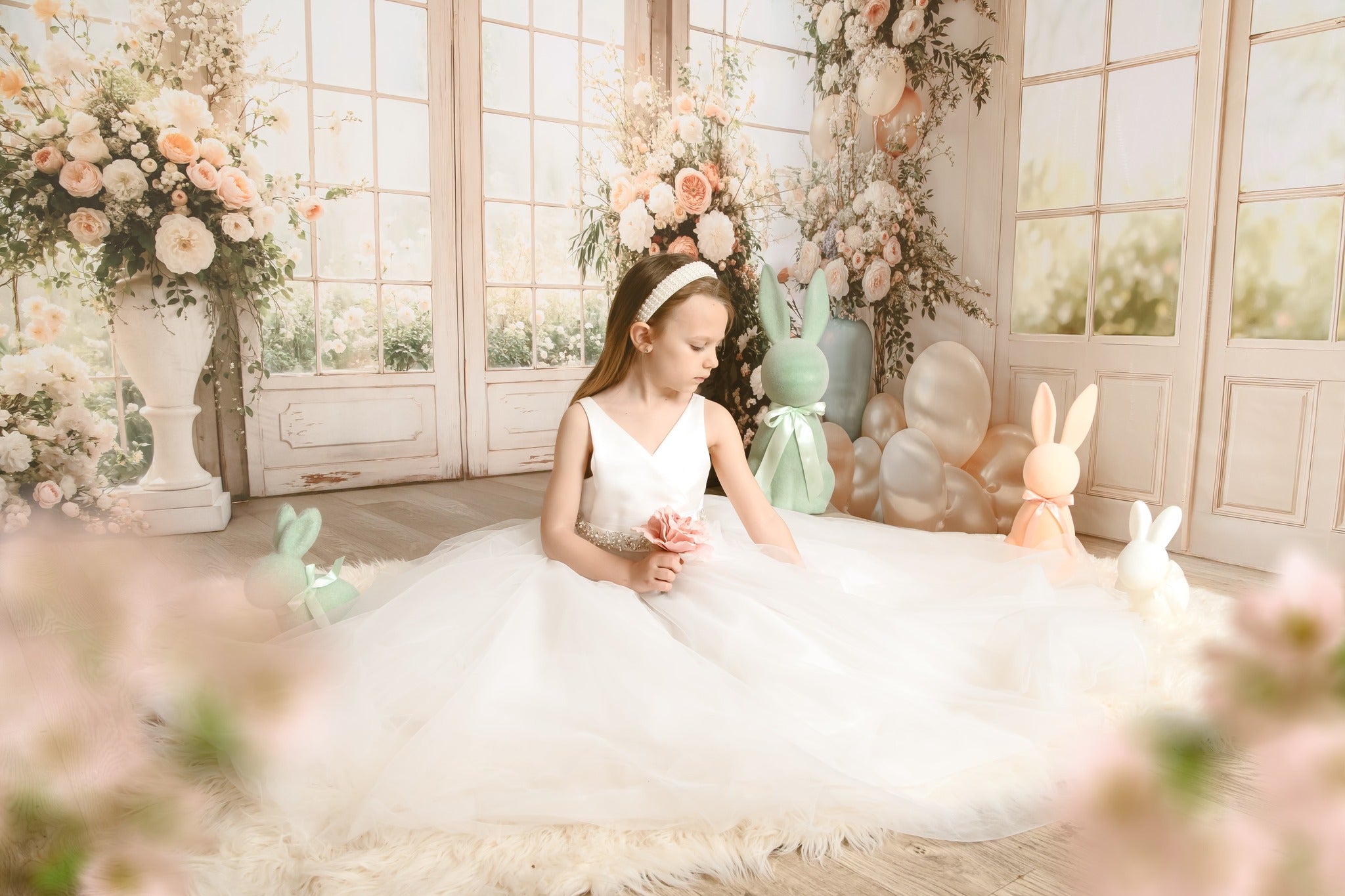 Kate Wedding Floral Arched Window Balloons Room Set (8ftx8ft&10ftx8ft&8ftx10ft) - Kate Backdrop AU