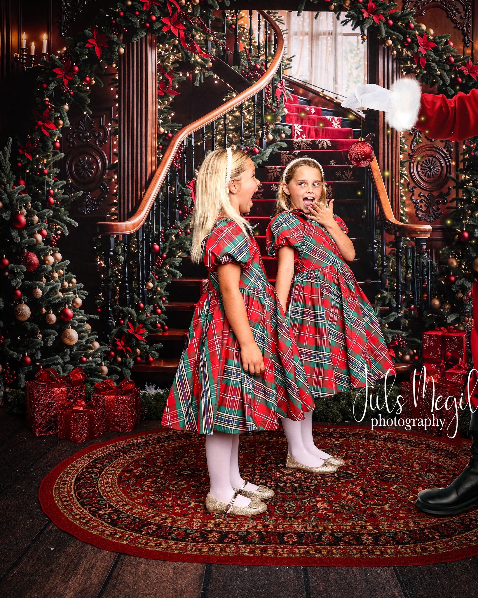 Kate Christmas Tree Arch Vintage Stairs Backdrop Designed by Emetselch - Kate Backdrop AU