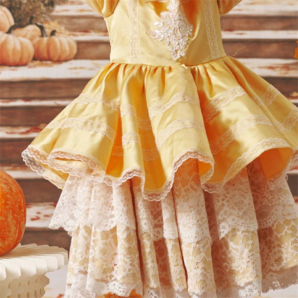 Kate Autumn Pumpkin Color Bow Dress