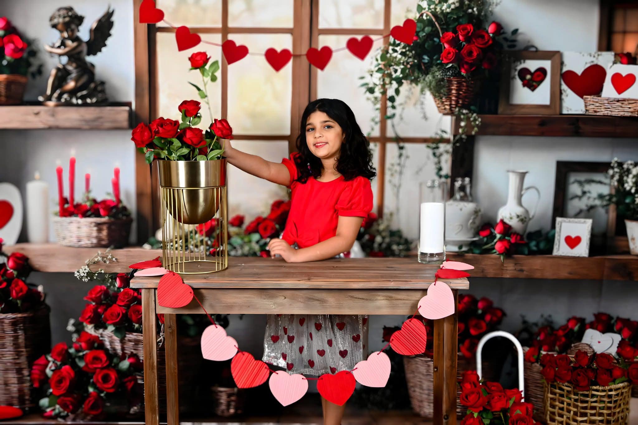 Kate Valentine's Day Roses Shelves Backdrop Designed by Emetselch - Kate Backdrop AU