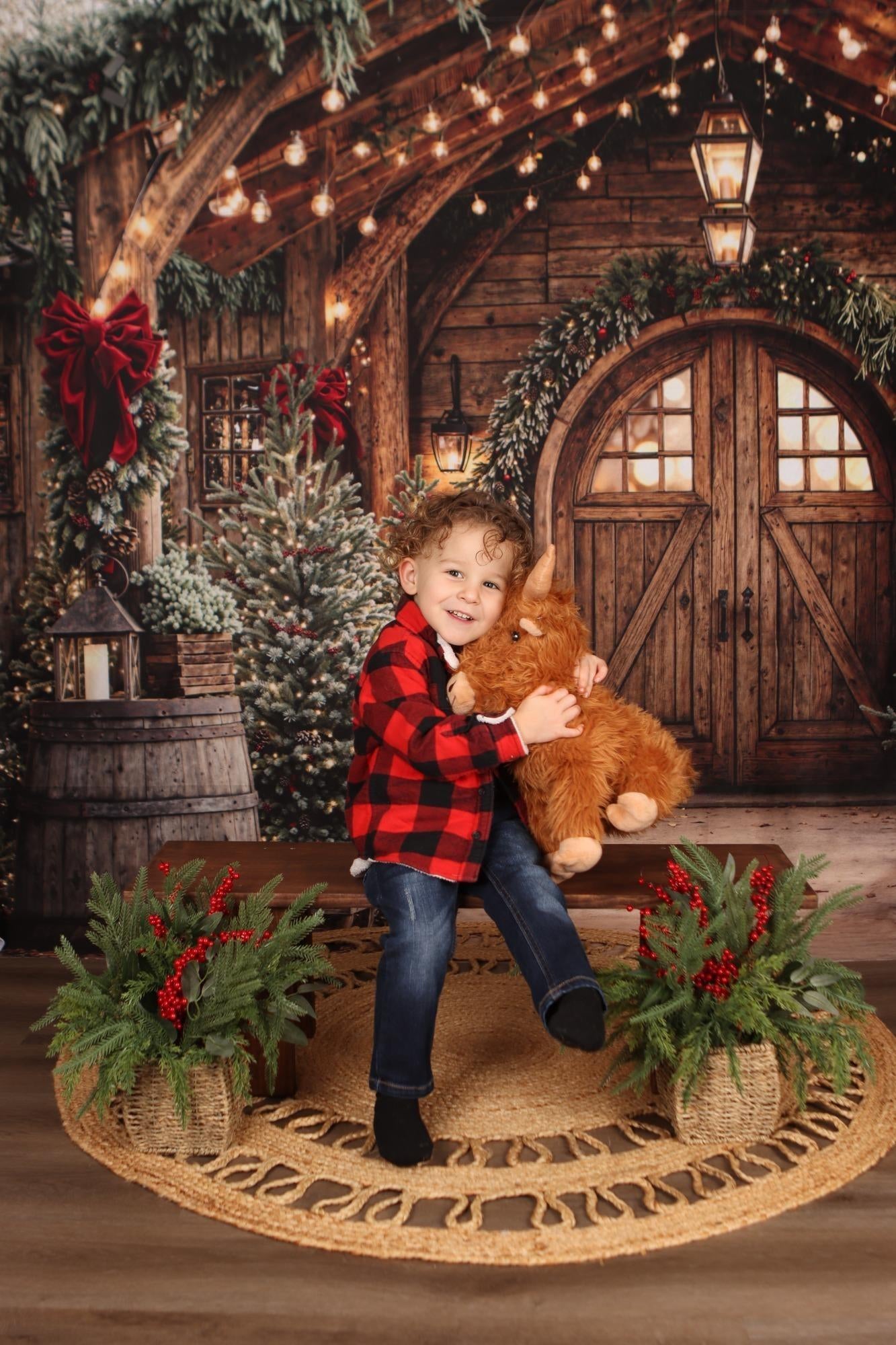 Kate Christmas Wooden Barrels Backdrop Designed by Emetselch