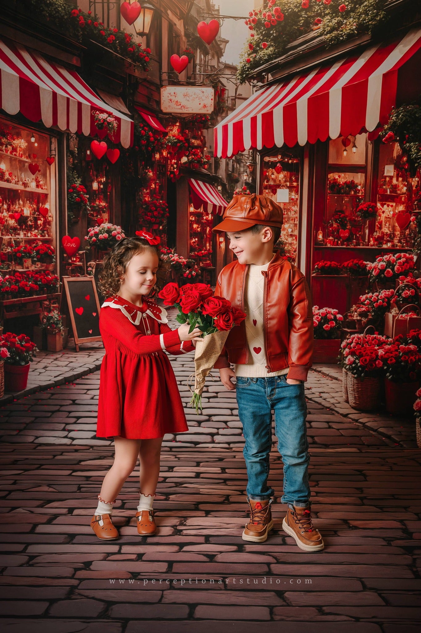 Kate Valentine's Day Flower Shop Street Backdrop Designed by Emetselch - Kate Backdrop AU
