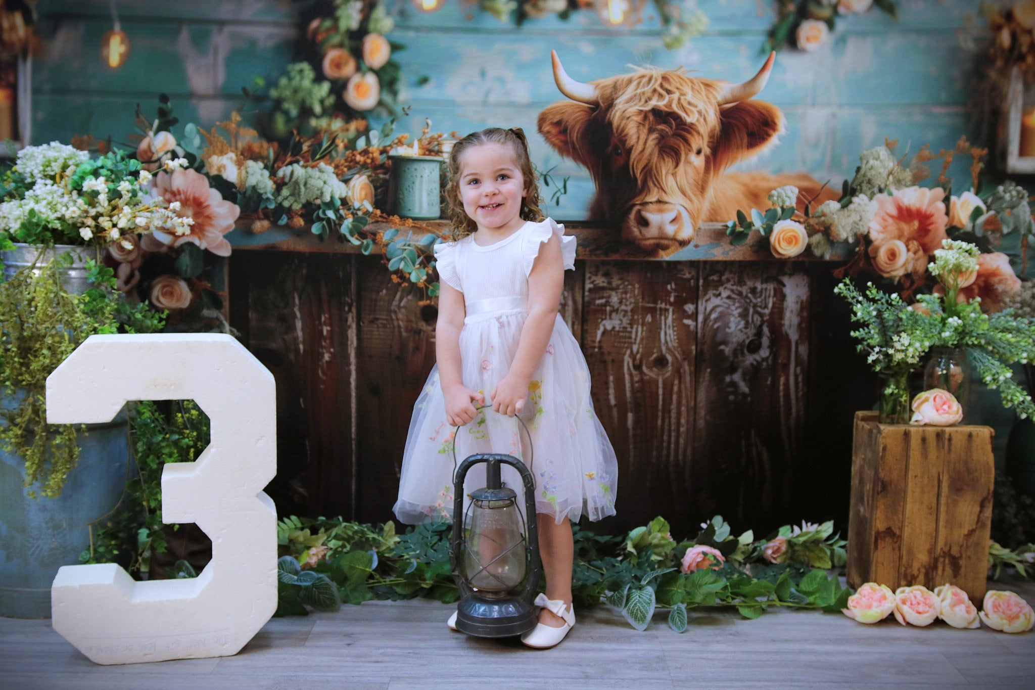 Kate Highland Cow Rustic Decor Backdrop Designed by Patty Robert - Kate Backdrop AU