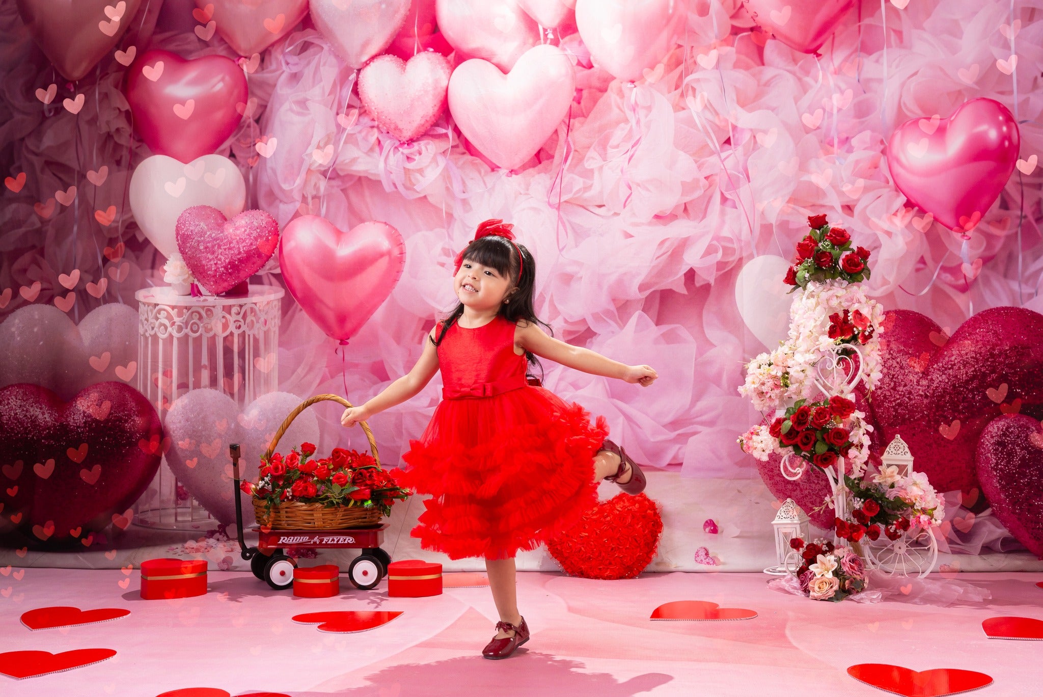 Kate Valentine's Day Backdrop Pink Love Heart Balloon Romantic Room Designed by Emetselch - Kate Backdrop AU