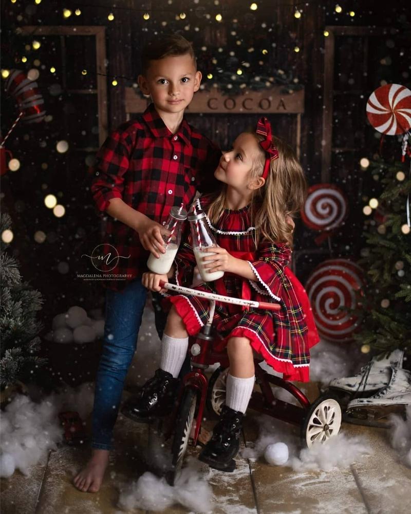 Kate Christmas Tree Backdrop Winter Hot Cocoa Designed by Emetselch - Kate Backdrop AU