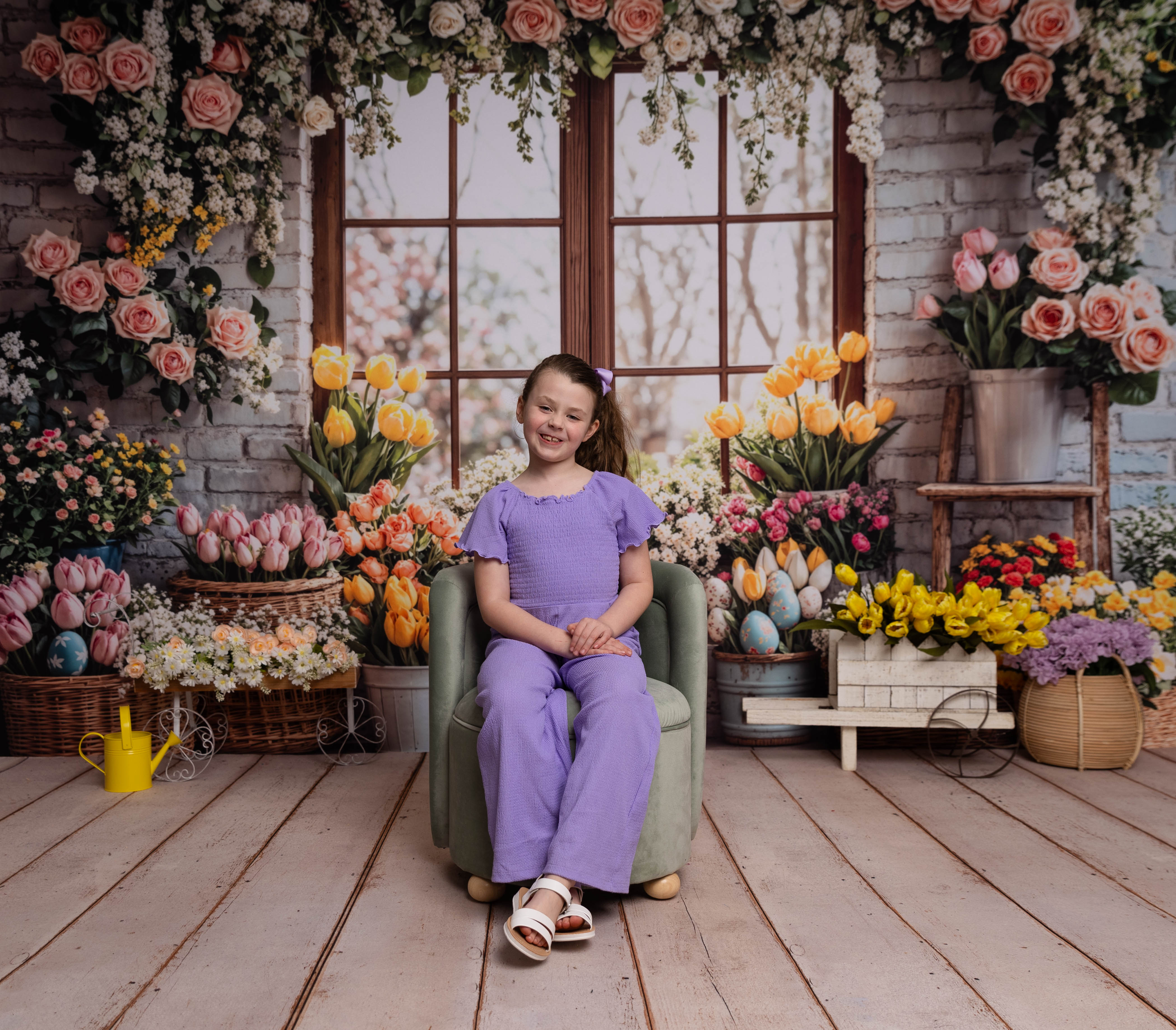 Kate Easter Flower Window Fleece Backdrop Designed by Emetselch - Kate Backdrop AU