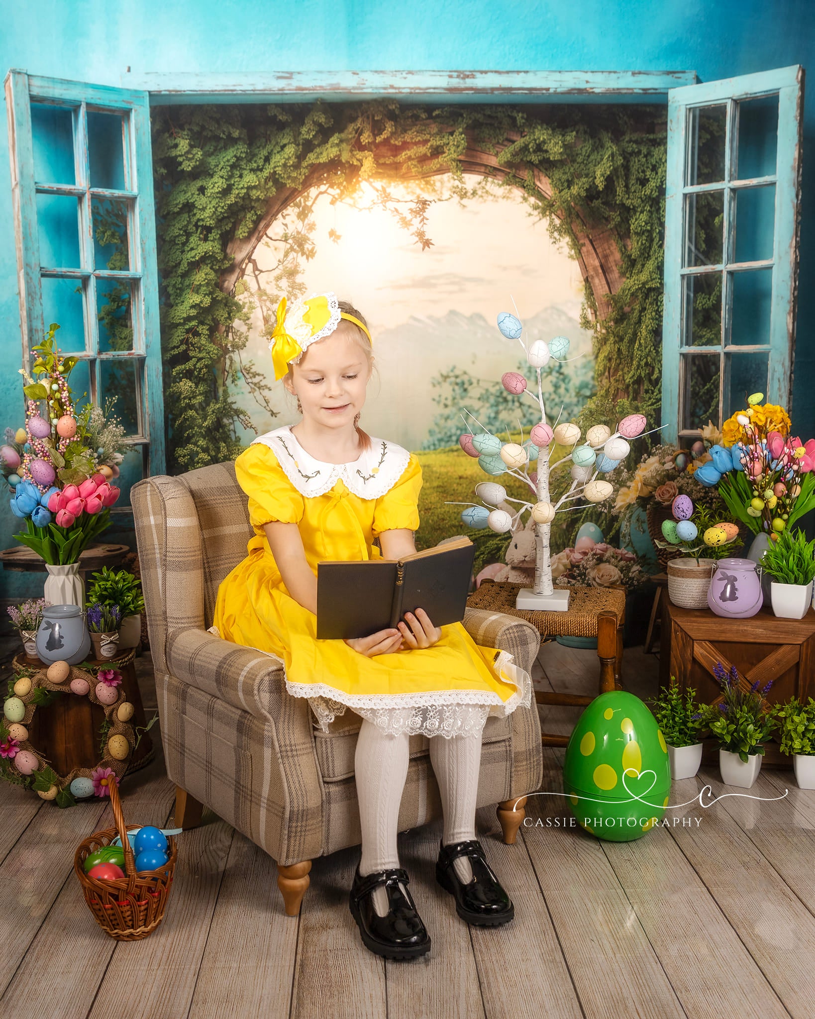 Kate Easter Bunny Window View Backdrop for Photography - Kate Backdrop AU