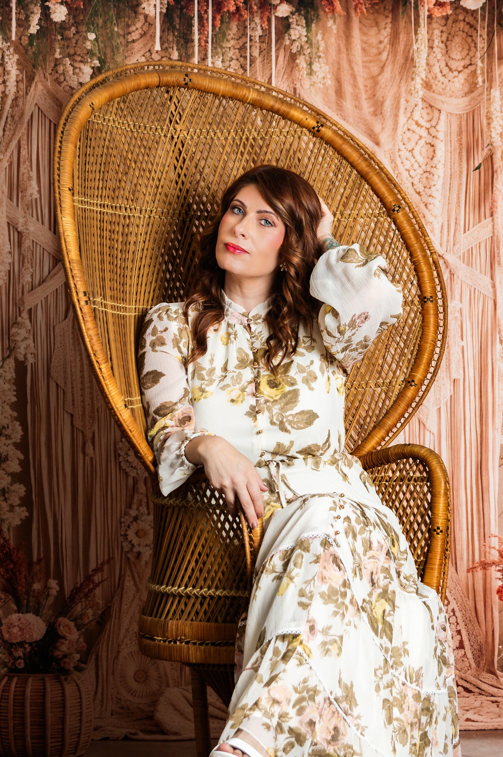 Kate Boho Flower Curtains Backdrop Designed by Laura Bybee - Kate Backdrop AU