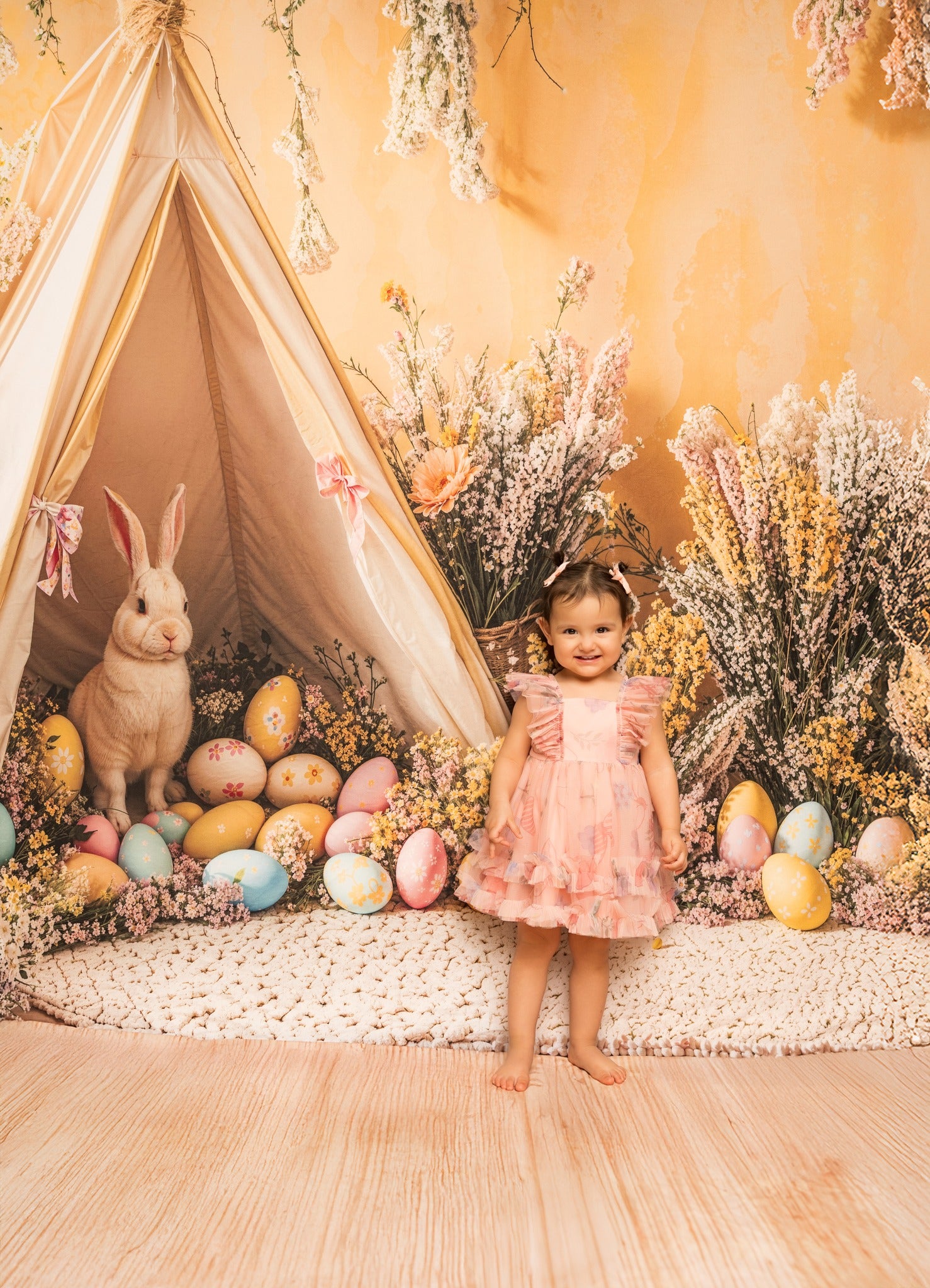 Kate Easter Bunny Tent Eggs Fireplace Yellow Wall Room Set(8ftx8ft&10ftx8ft&8ftx10ft)
