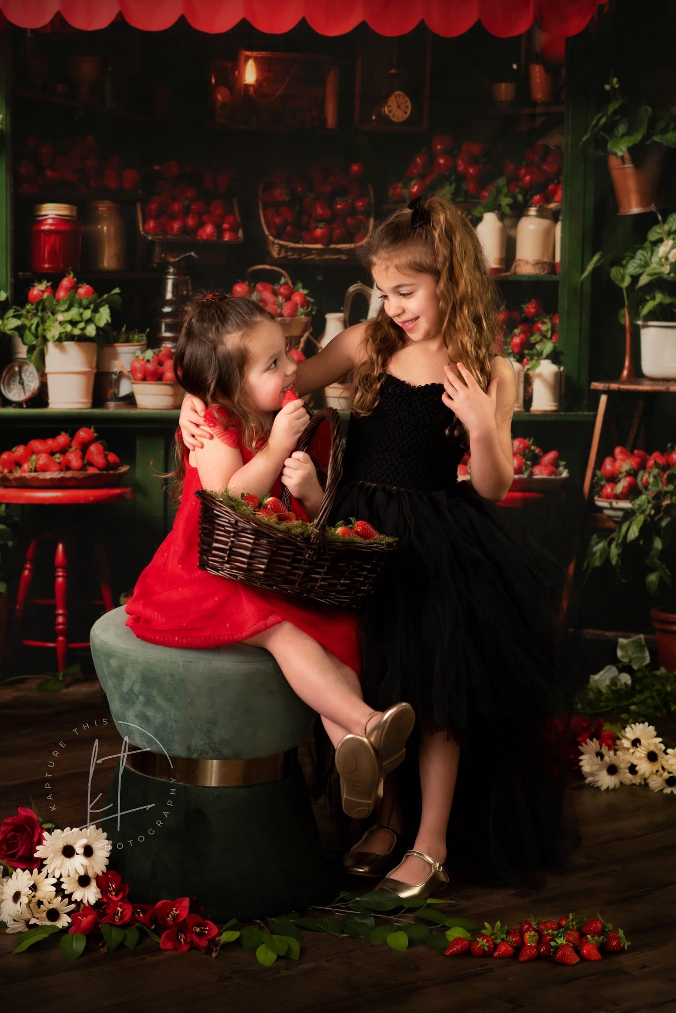 Kate Spring Green Plant Strawberry House Backdrop Designed by Emetselch - Kate Backdrop AU