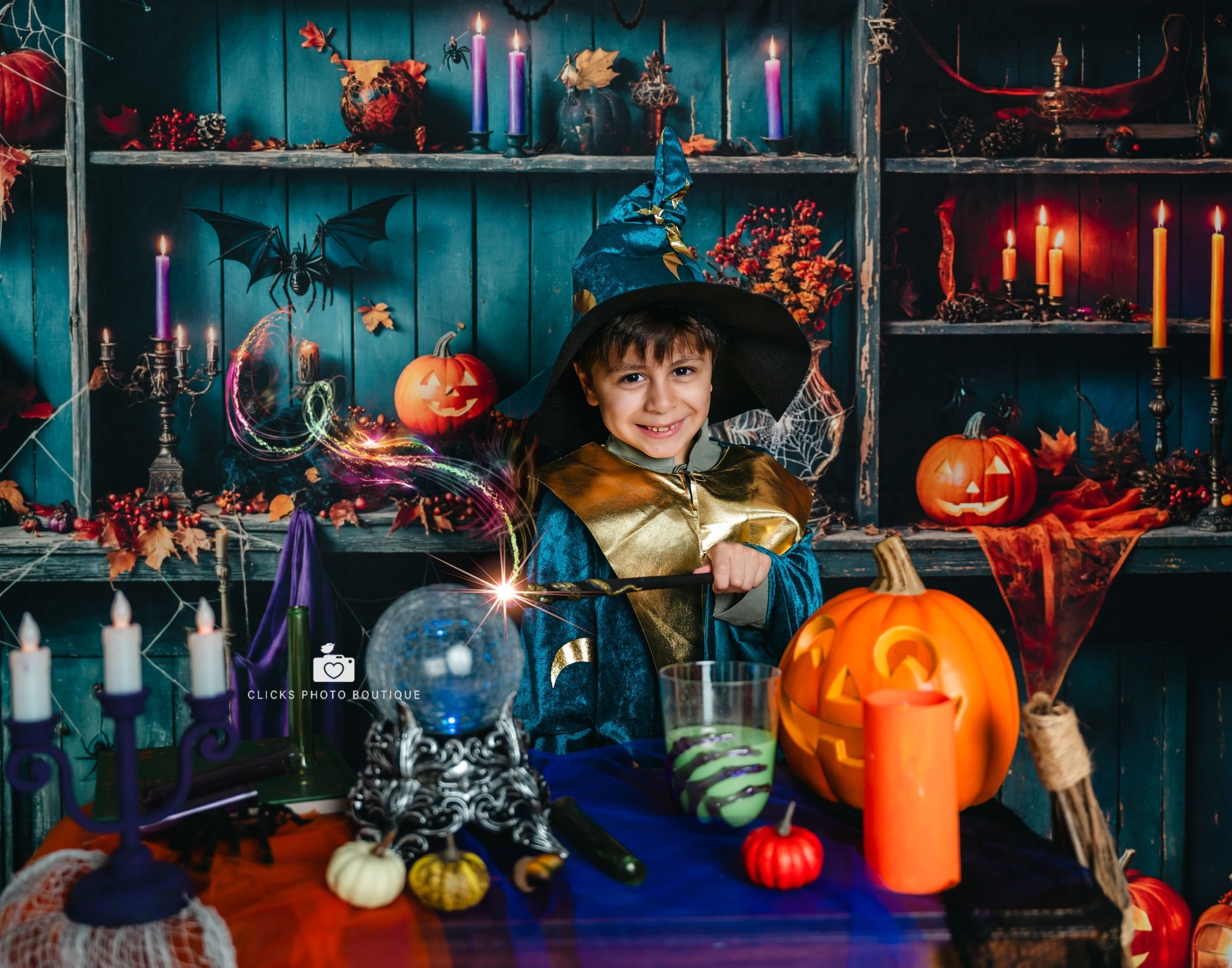 Kate Halloween Green Shabby Wooden Pumpkin Room Set(8ftx8ft&10ftx8ft&8ftx10ft) - Kate Backdrop AU