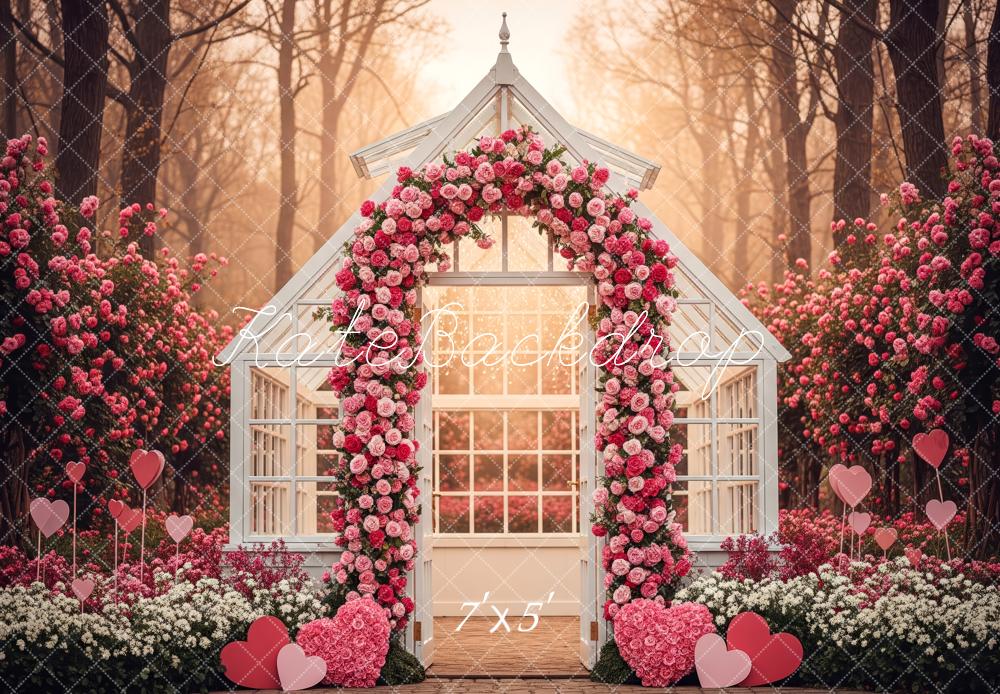 Kate Flower Arch Pink Roses Greenhouse Backdrop Designed by Patty Roberts