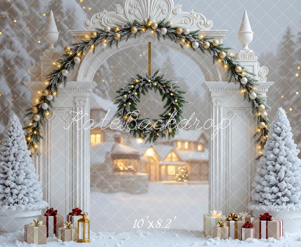 Kate Christmas Snow Arch Wreath Backdrop Designed by Mini MakeBelieve