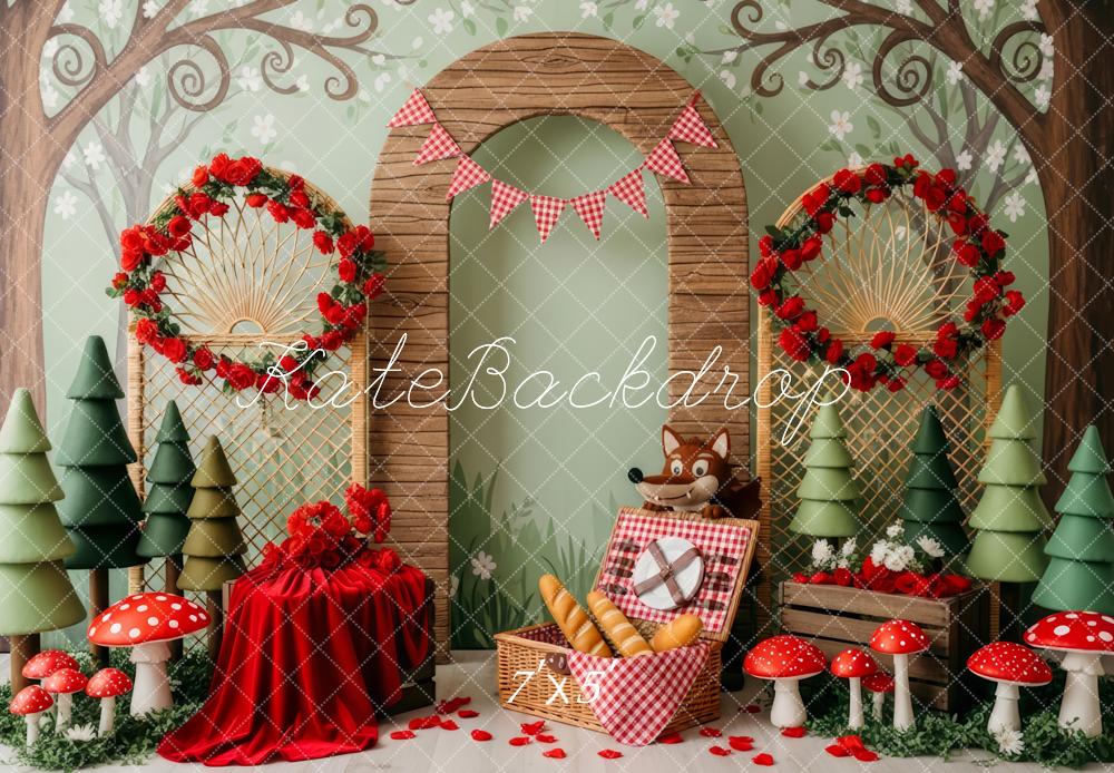 Kate Fairy Forest Picnic Wolf Mushrooms Backdrop Designed by Patty Roberts - Kate Backdrop AU