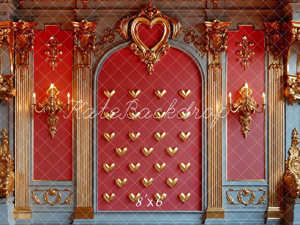 Kate Red Gold Ornate Heart Arch Backdrop Designed by Mini MakeBelieve