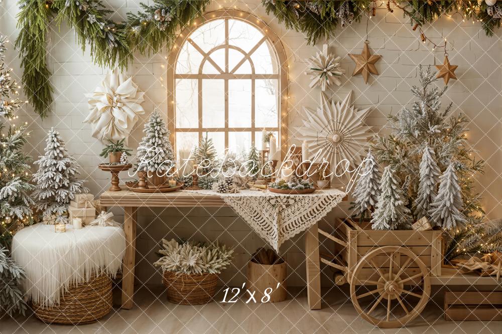 Kate Christmas Frosted Trees Window Backdrop Designed by Emetselch